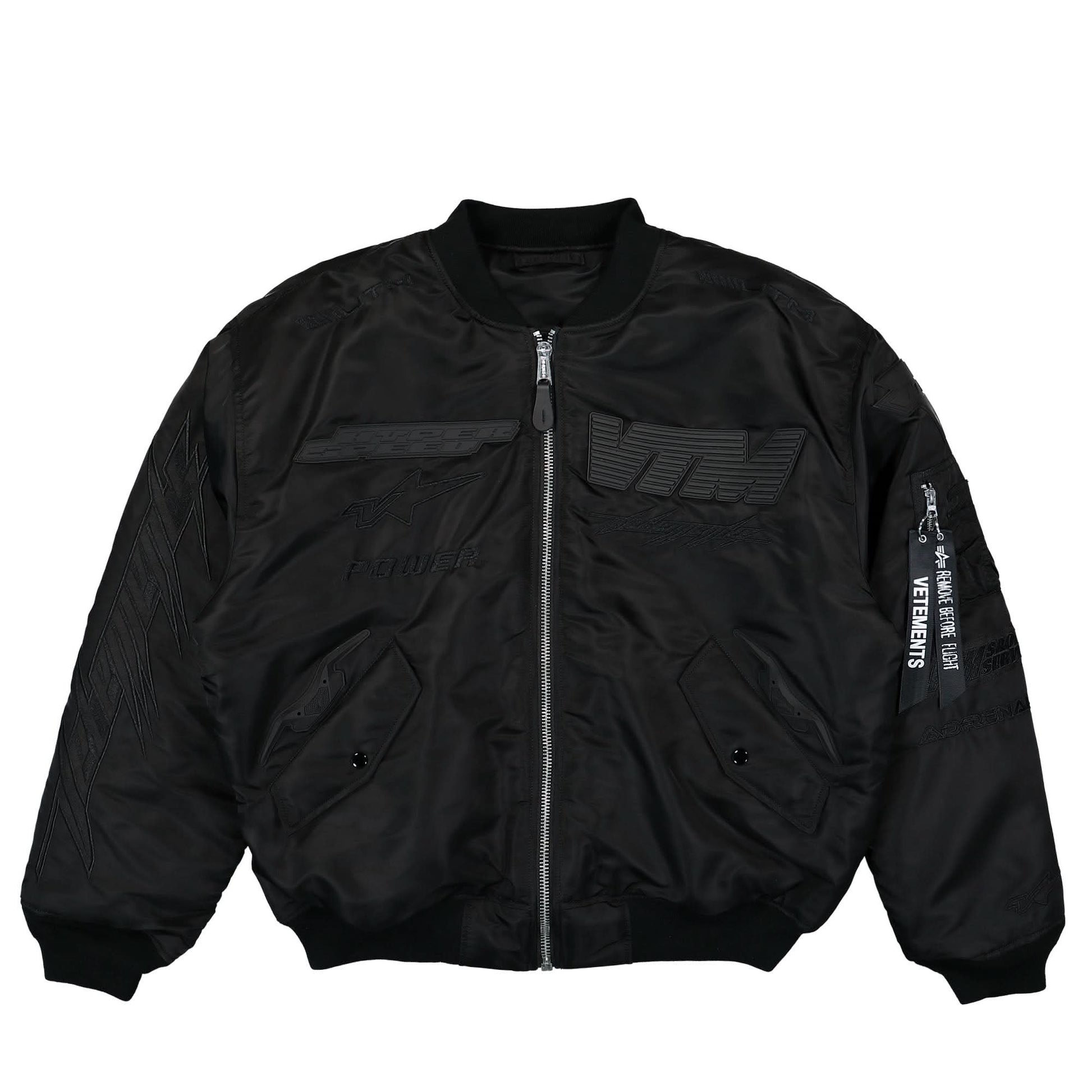 VETEMENTS Blackout Motorcycle Bomber Jacket Black Detail view 1 | Gate