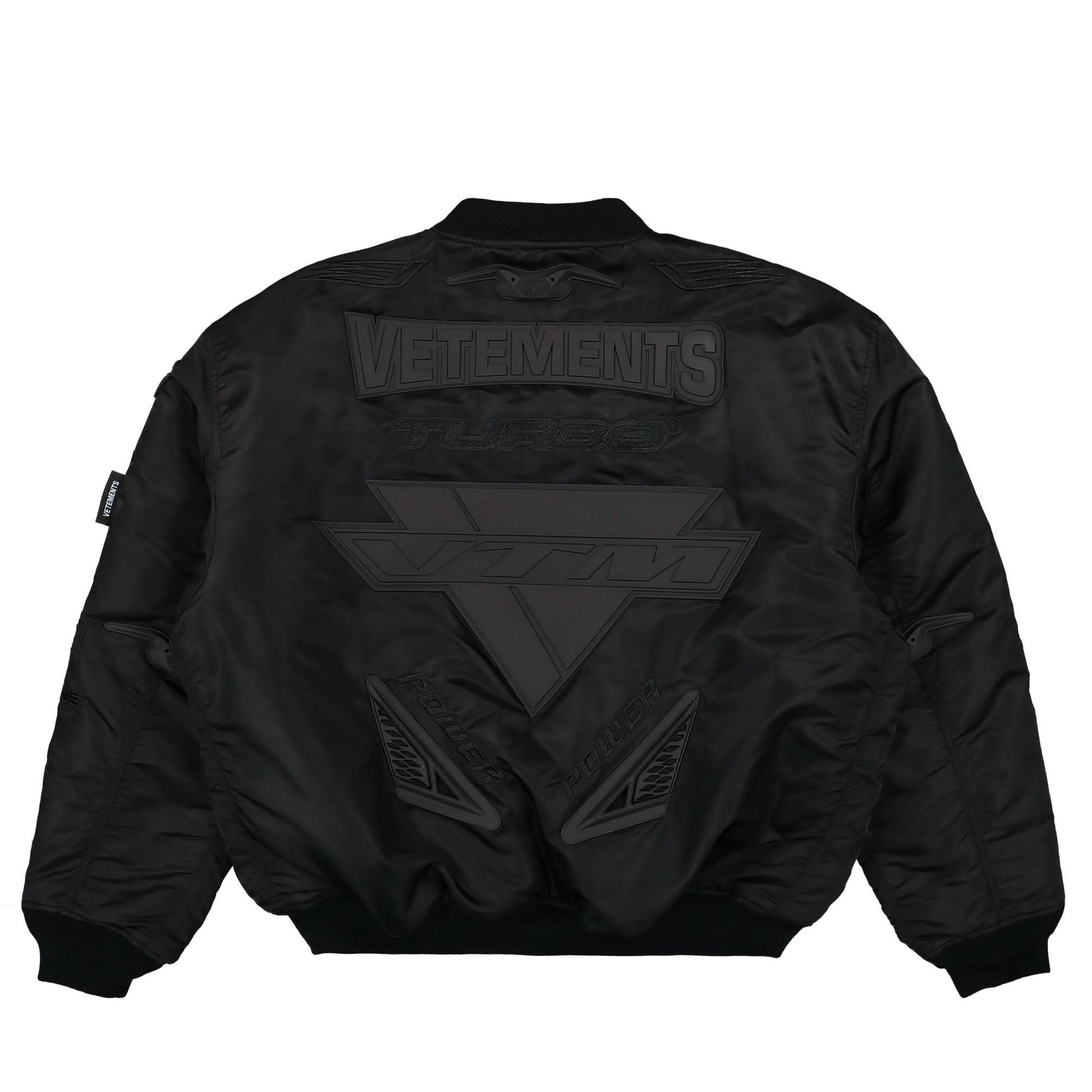 VETEMENTS Blackout Motorcycle Bomber Jacket Black Detail view 2 | Gate