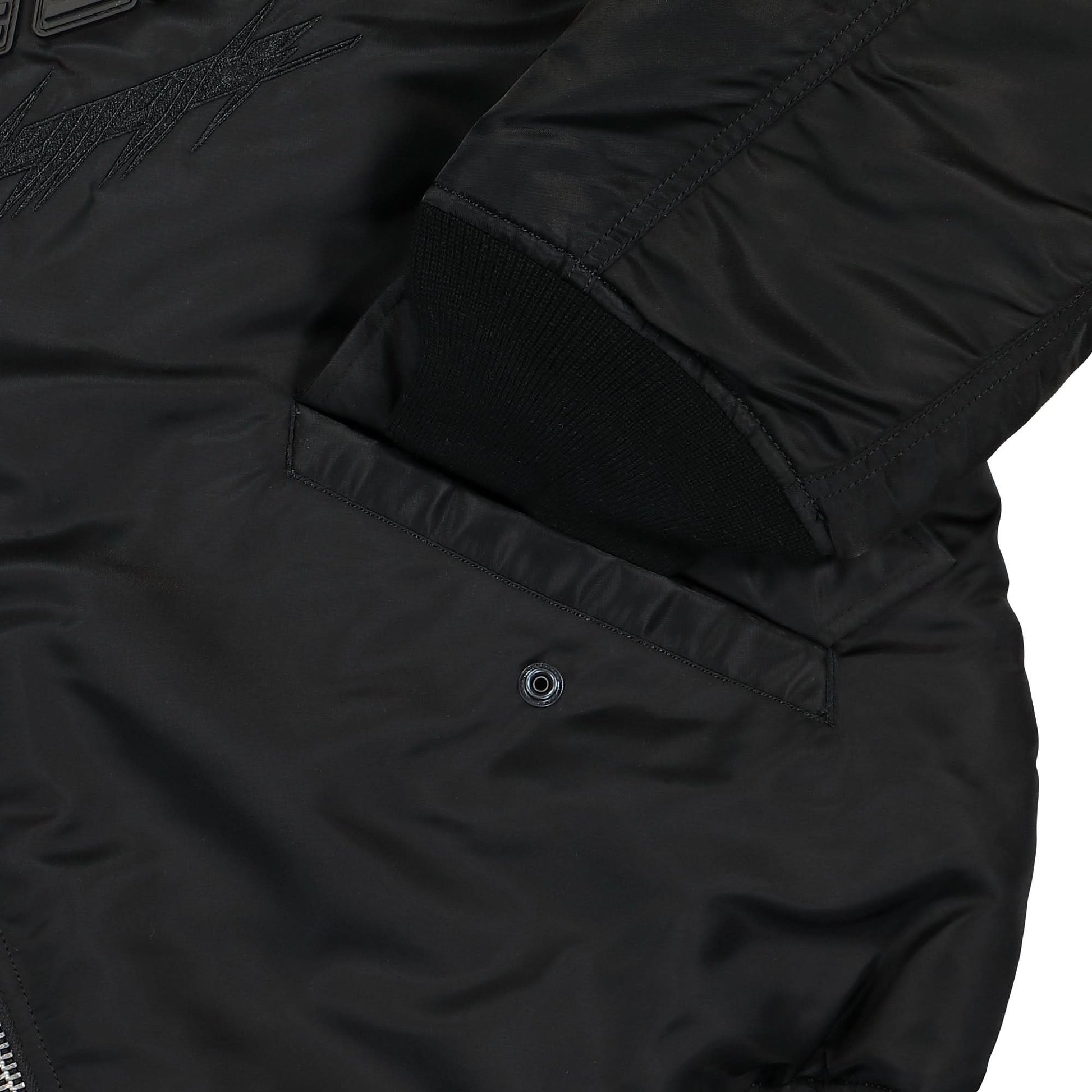 VETEMENTS Blackout Motorcycle Bomber Jacket Black Detail view 7 | Gate
