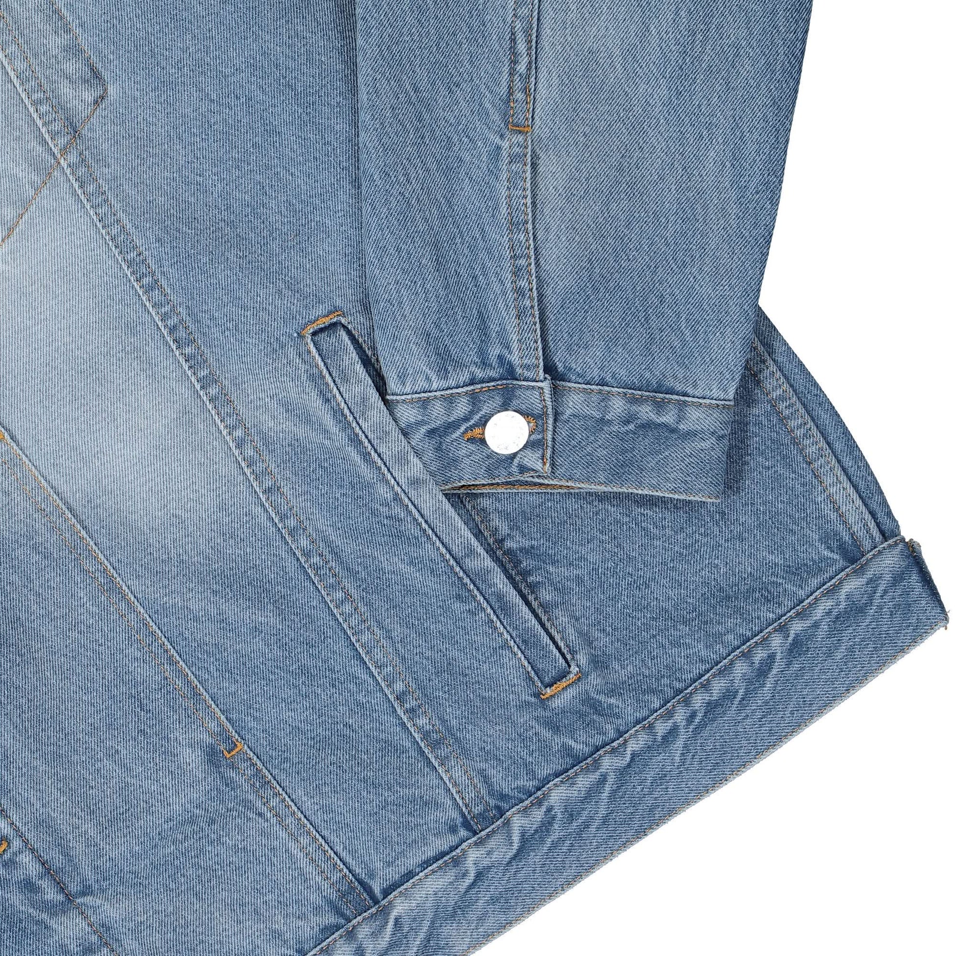 VETEMENTS Hooded Denim Jacket Blue Detail view 5 | Gate