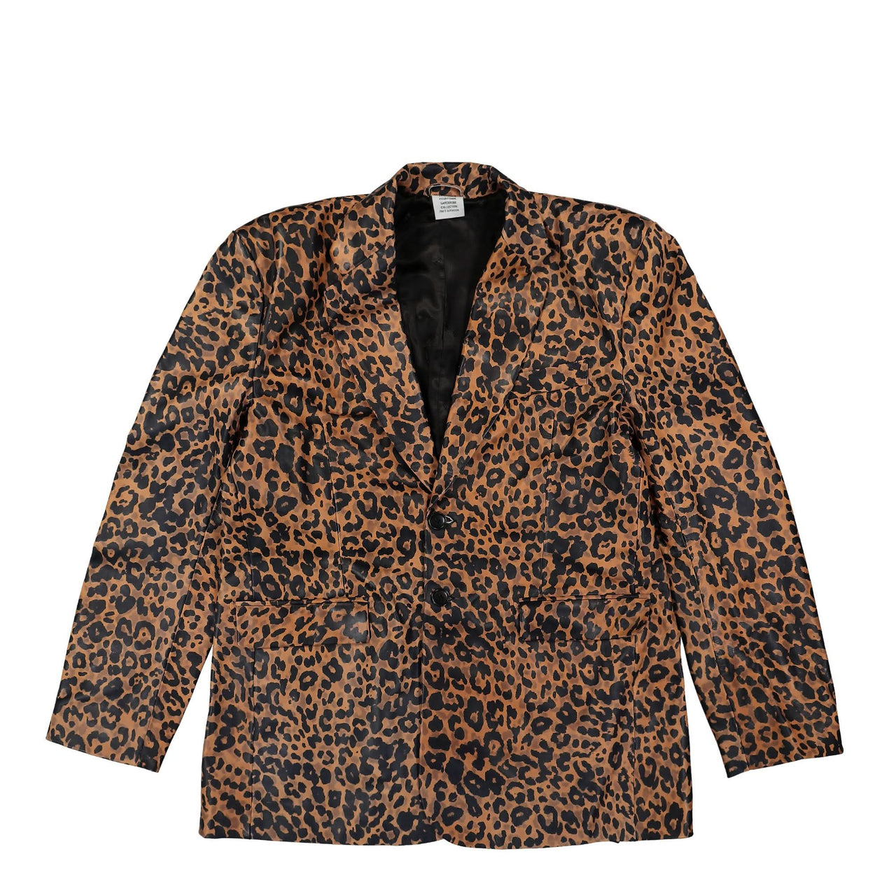 VETEMENTS Leopard Boxy Leather Jacket Brown Detail view 1 | Gate