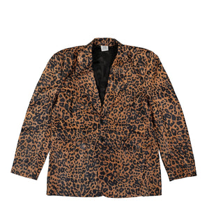 VETEMENTS Leopard Boxy Leather Jacket Brown Detail view 1 | Gate