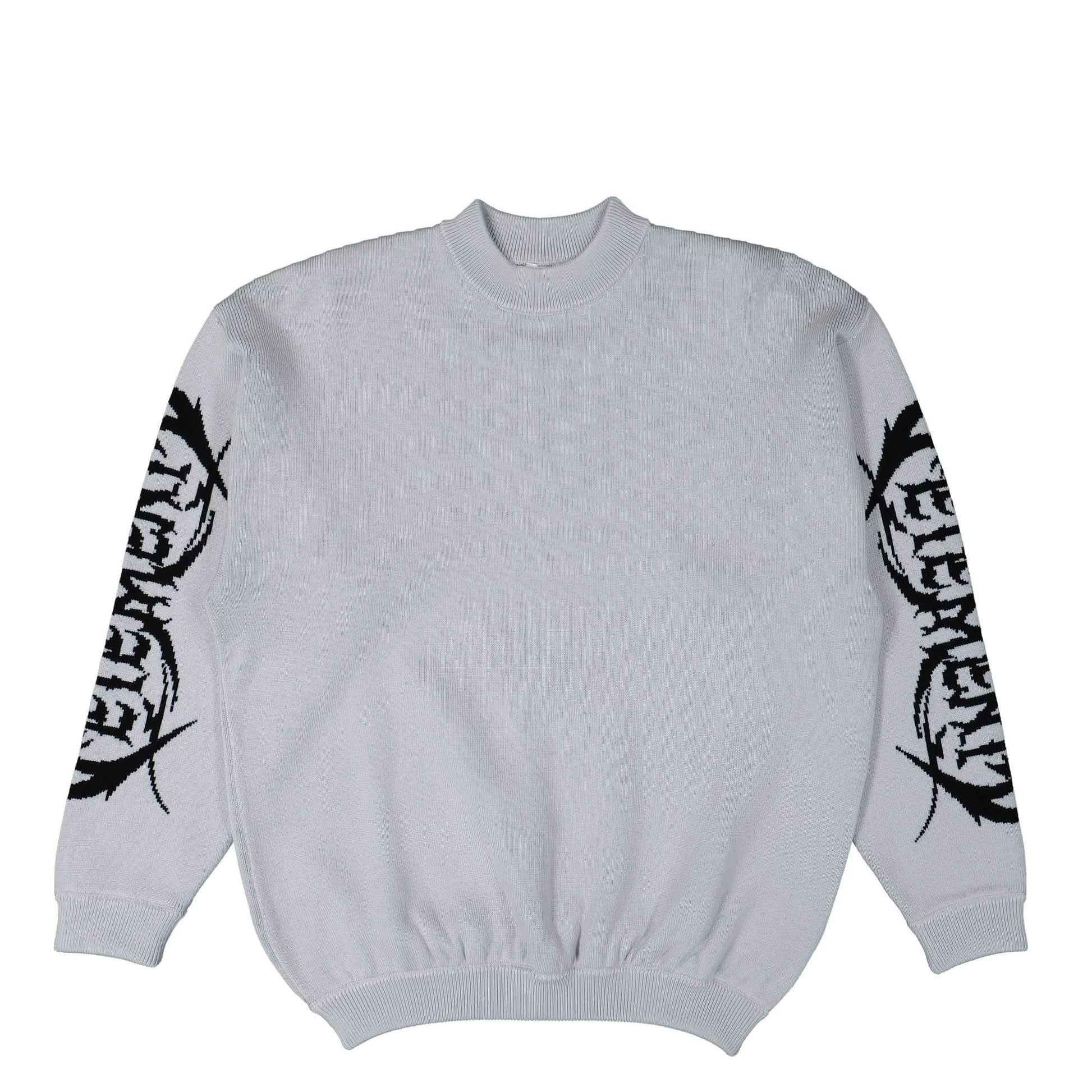 VETEMENTS Metal Double Logo Sweater Grey Detail view 1 | Gate