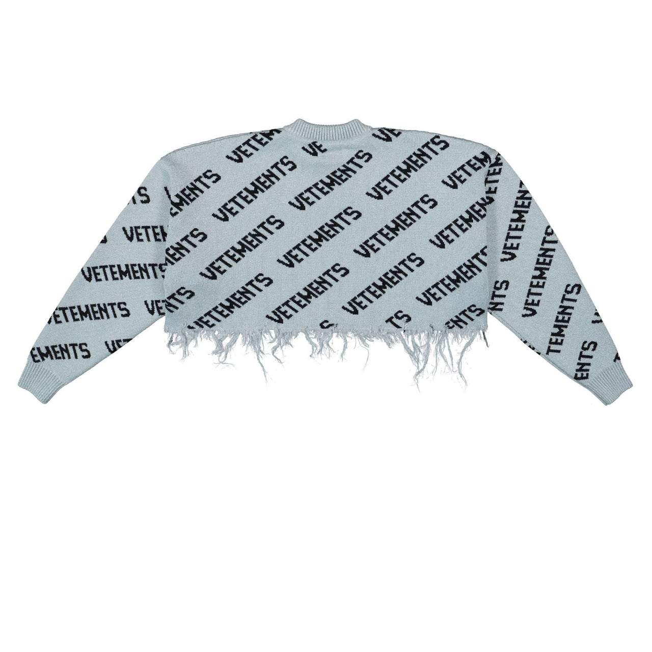 VETEMENTS Lurex Monogram Cropped Sweater Grey Detail view 1 | Gate