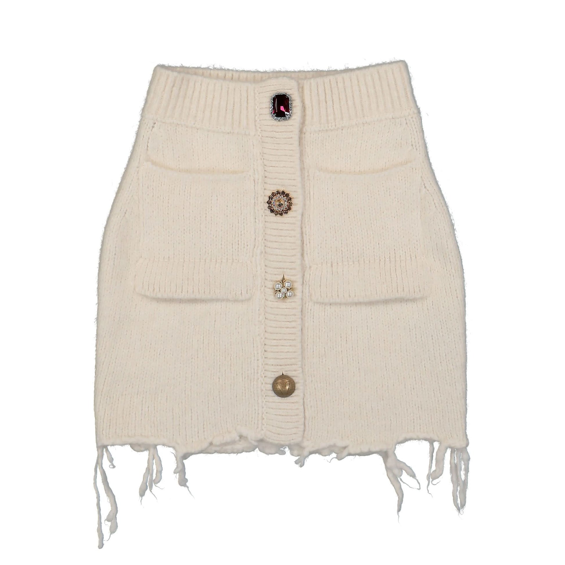 VETEMENTS Fancy Button Skirt White Detail view 1 | Gate