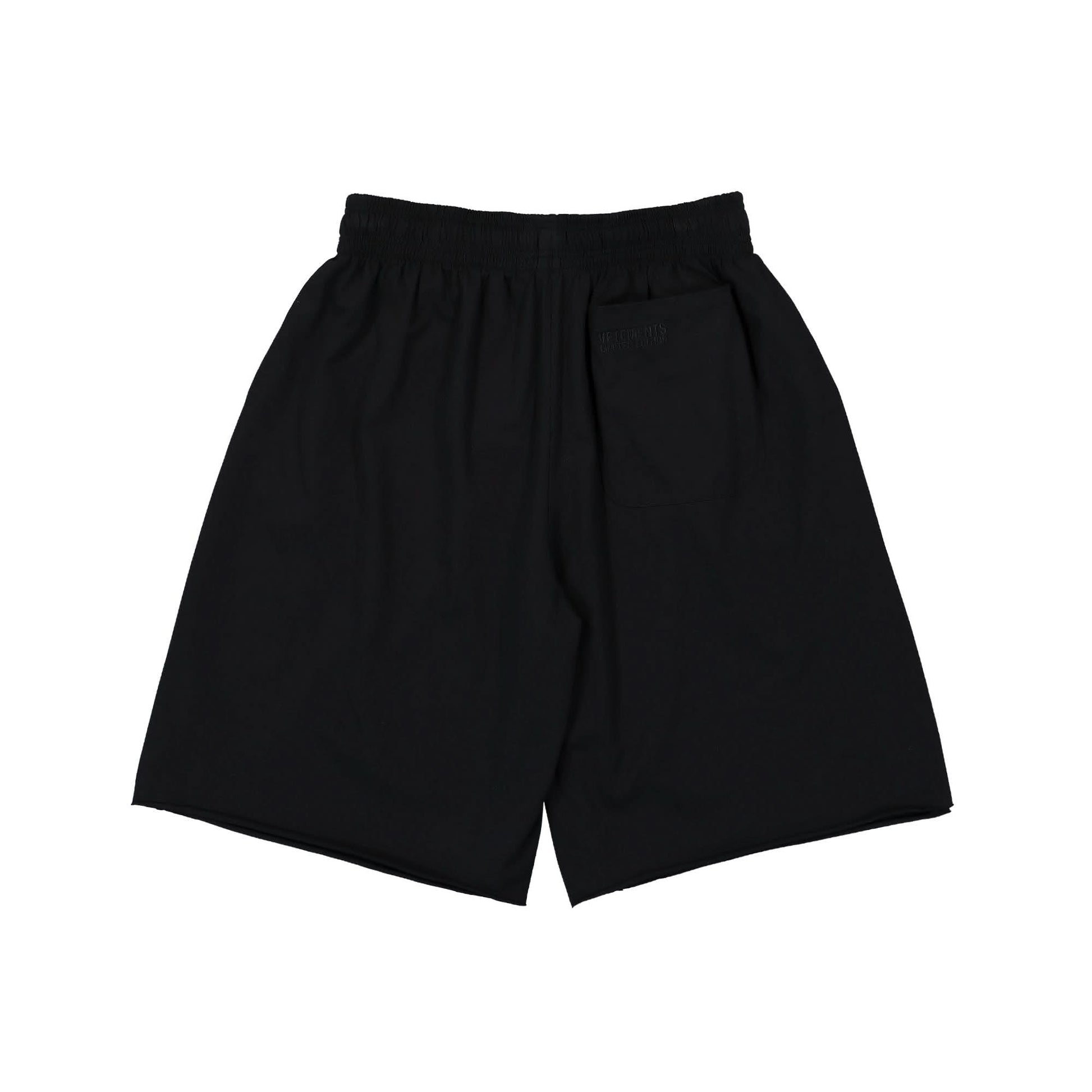 VETEMENTS Tonal Logo Jersey Shorts Black Detail view 2 | Gate