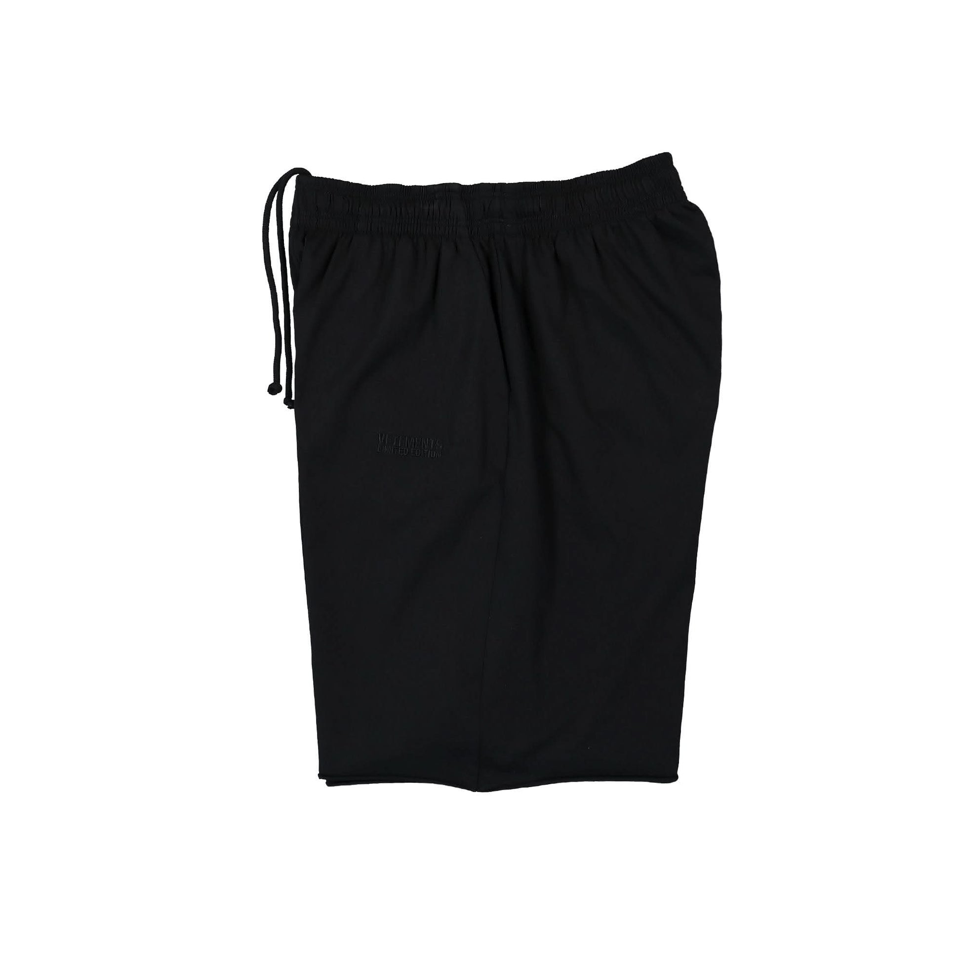 VETEMENTS Tonal Logo Jersey Shorts Black Detail view 3 | Gate