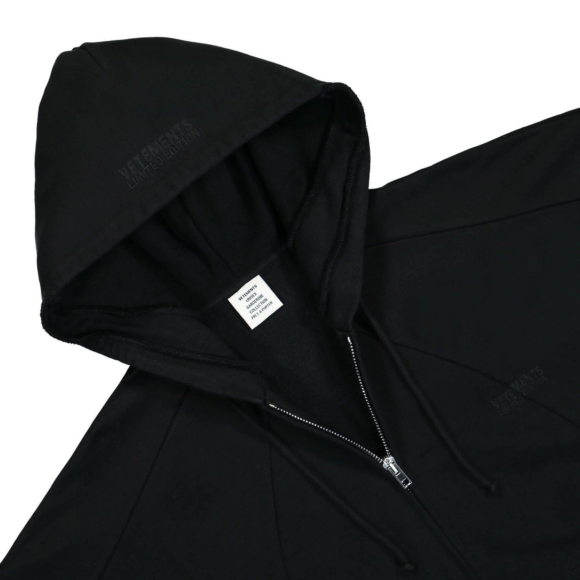 VETEMENTS Blackout Cut-Up Hoodie Black Detail view 3 | Gate