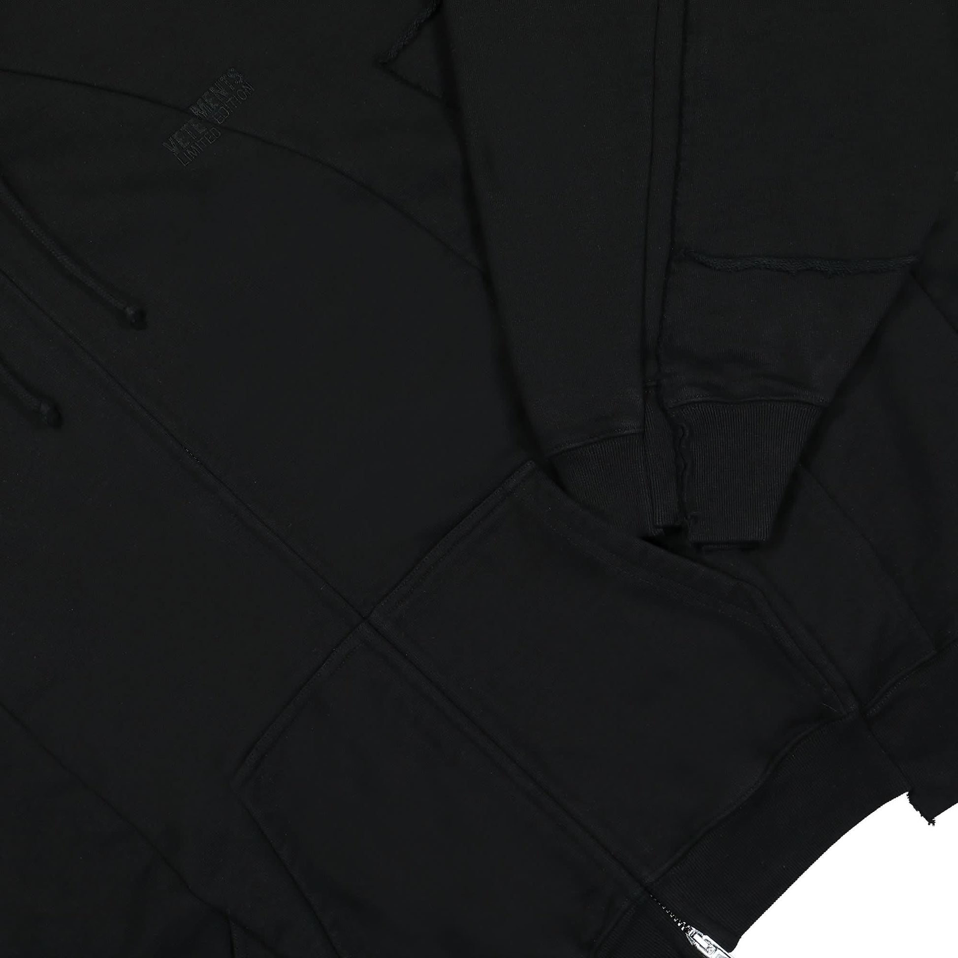 VETEMENTS Blackout Cut-Up Hoodie Black Detail view 4 | Gate