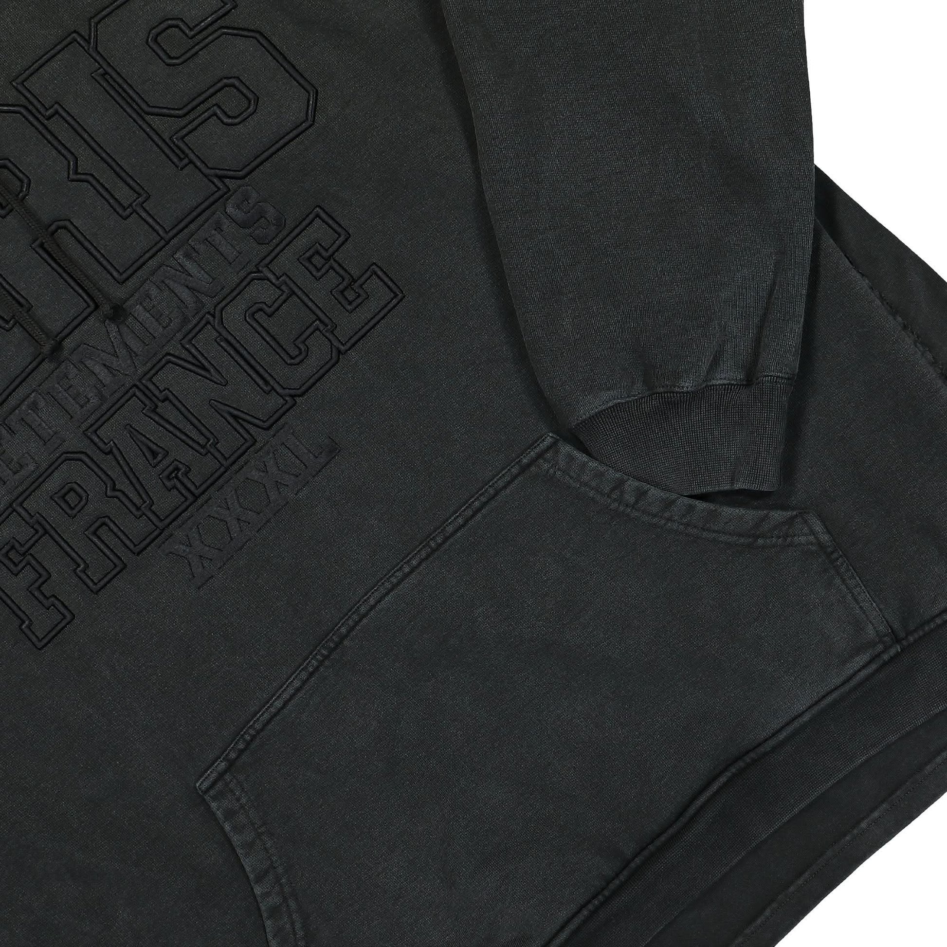 VETEMENTS XXXL Paris Logo Hoodie Black Detail view 4 | Gate