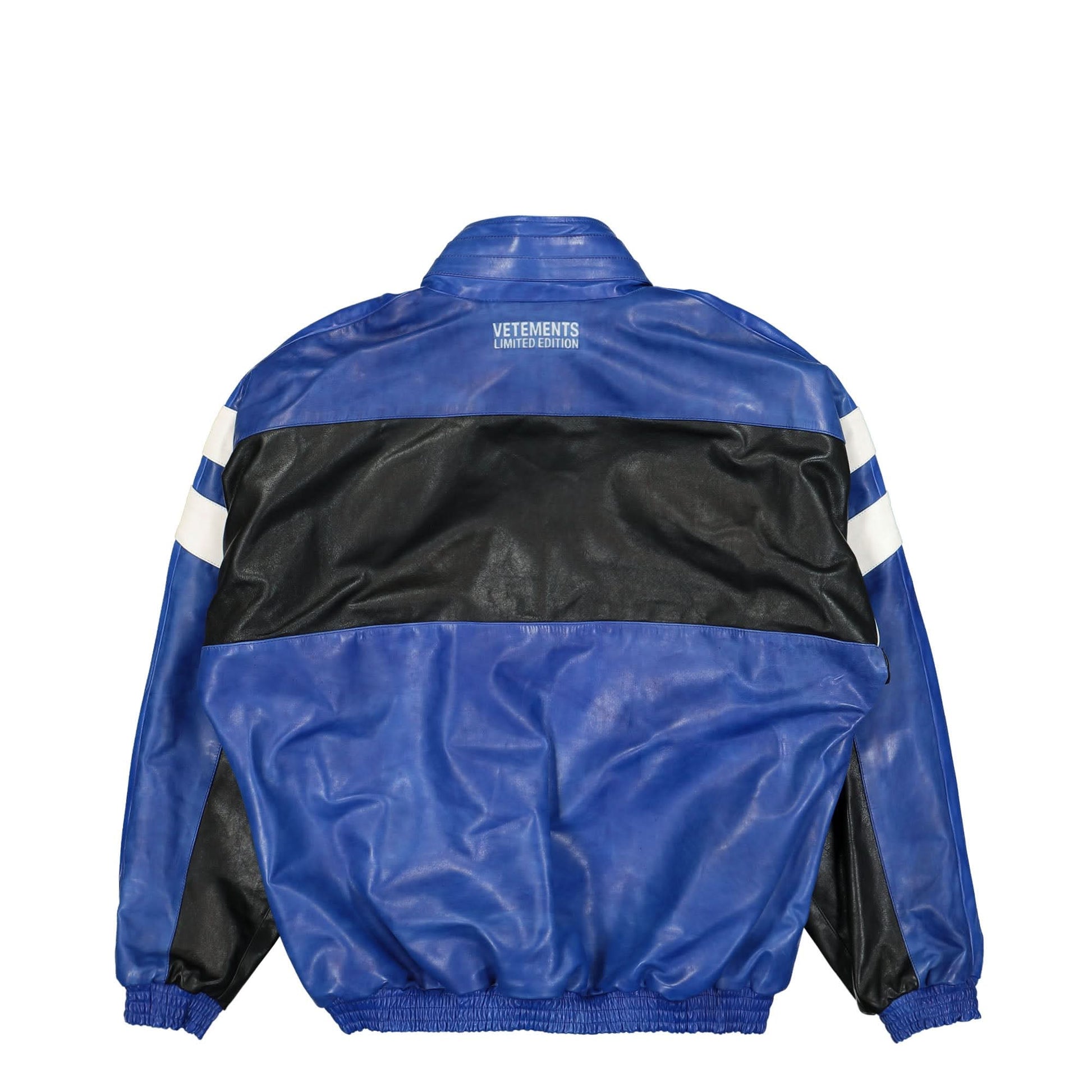 VETEMENTS Leather Tracksuit Jacket Blue Detail view 2 | Gate