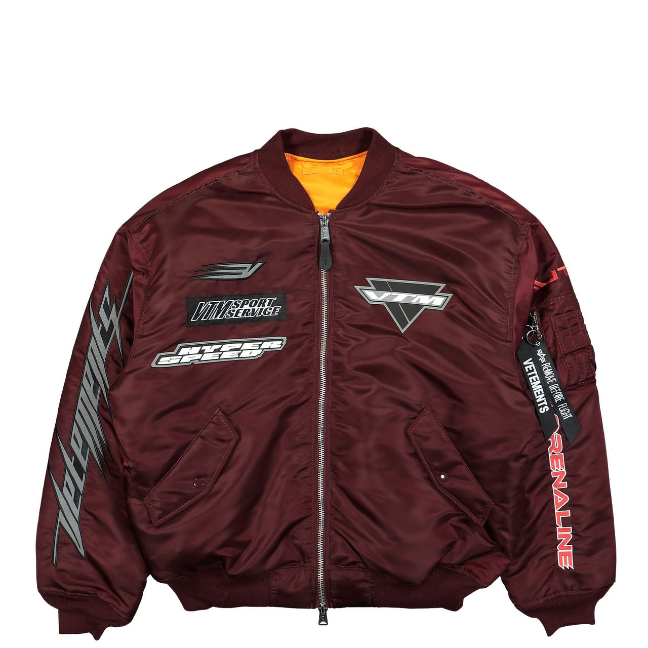VETEMENTS Racing Bomber Jacket Red Detail view 1 | Gate