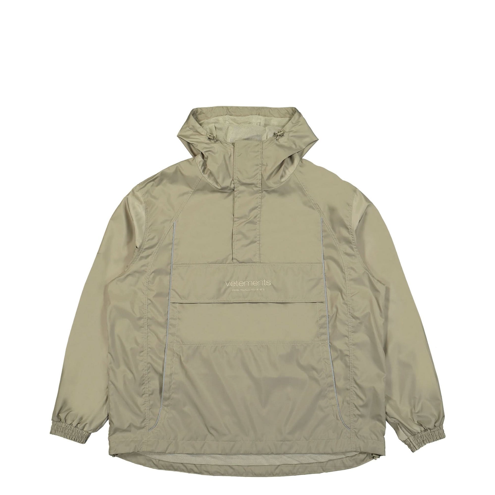 VETEMENTS Logo Windbreaker Olive Detail view 1 | Gate