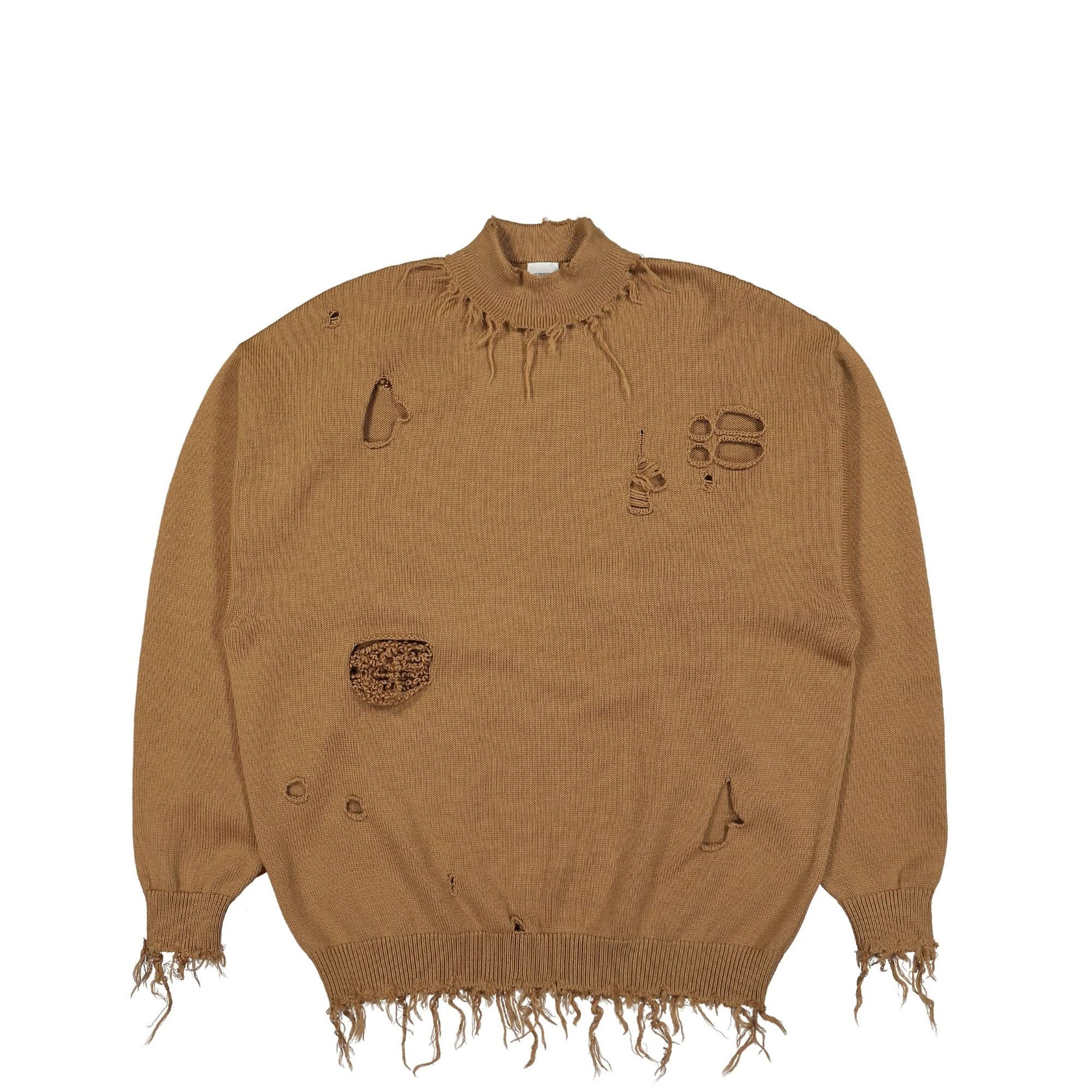 VETEMENTS Destroyed Sweater Brown Detail view 1 | Gate