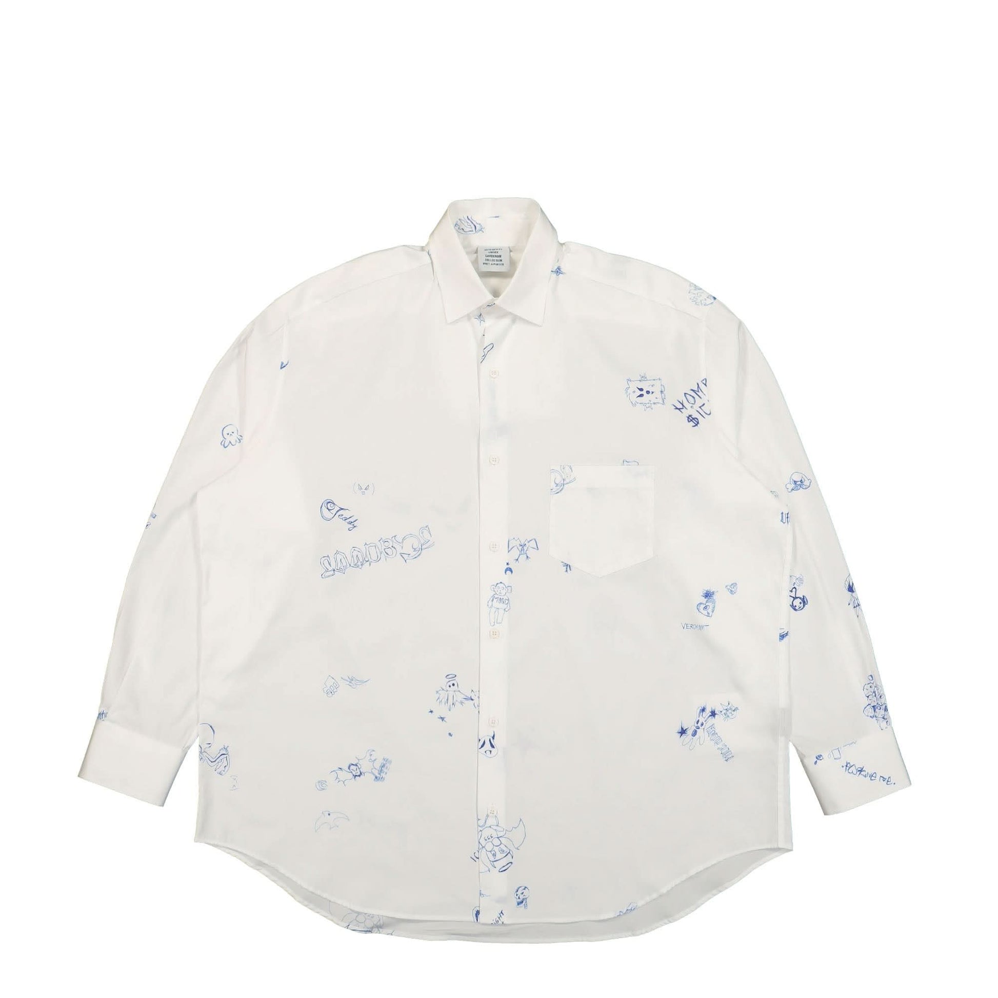 VETEMENTS Scribbled Shirt White Detail view 1 | Gate