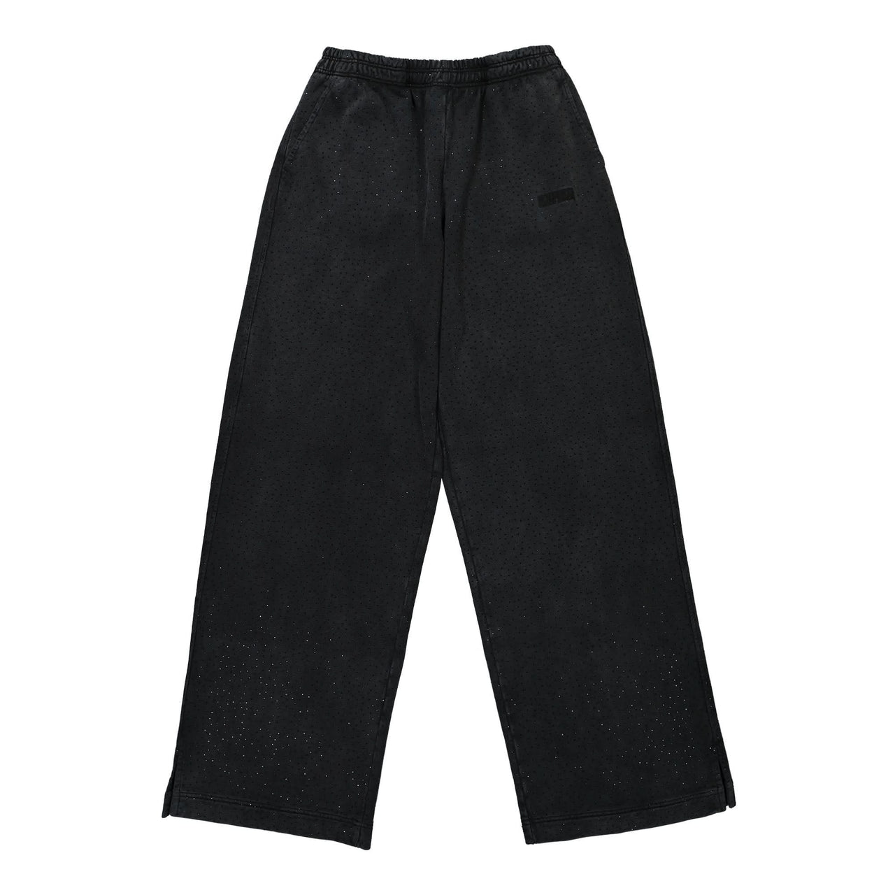 VETEMENTS Allover Rhinestone Jersey Pants Black Detail view 1 | Gate