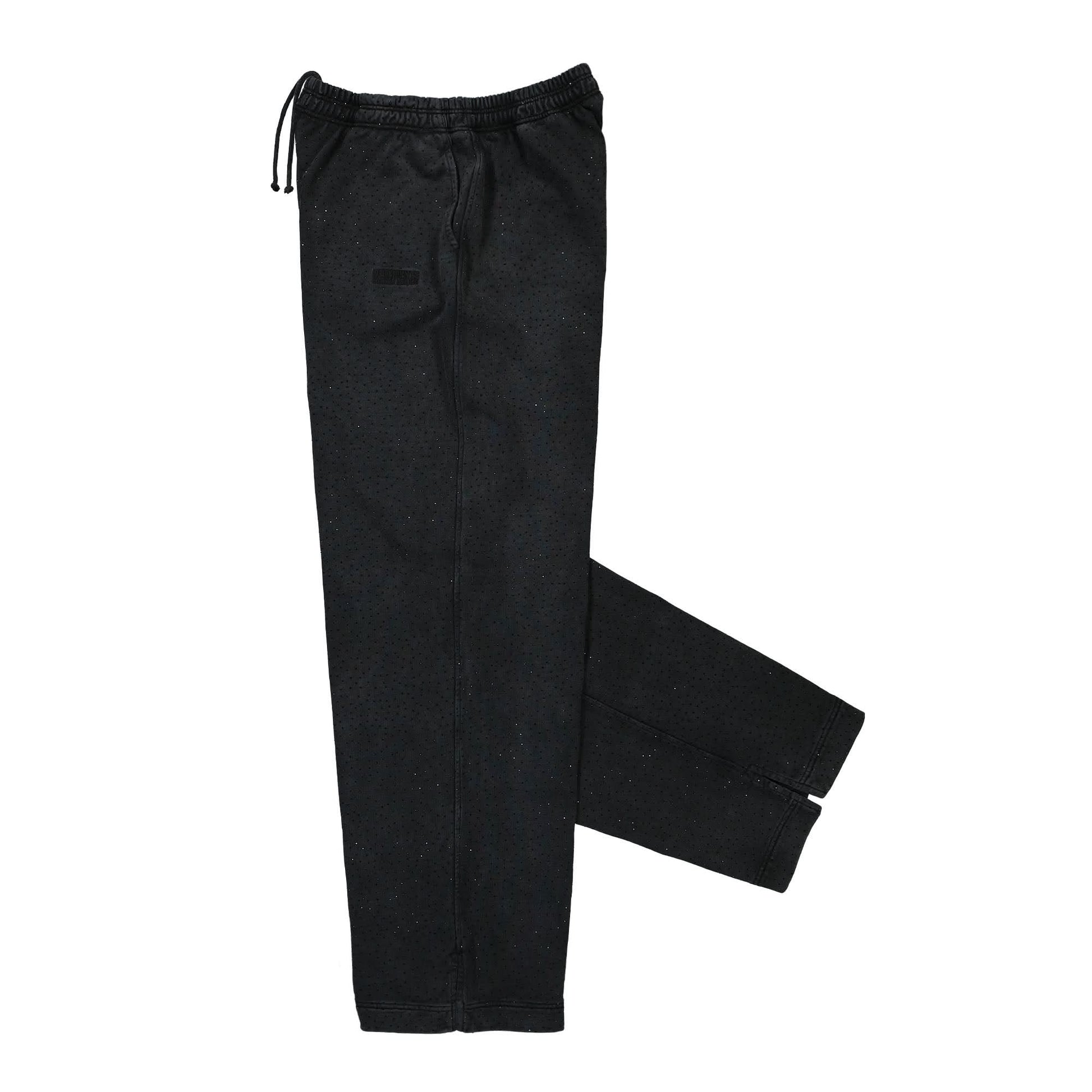 VETEMENTS Allover Rhinestone Jersey Pants Black Detail view 3 | Gate