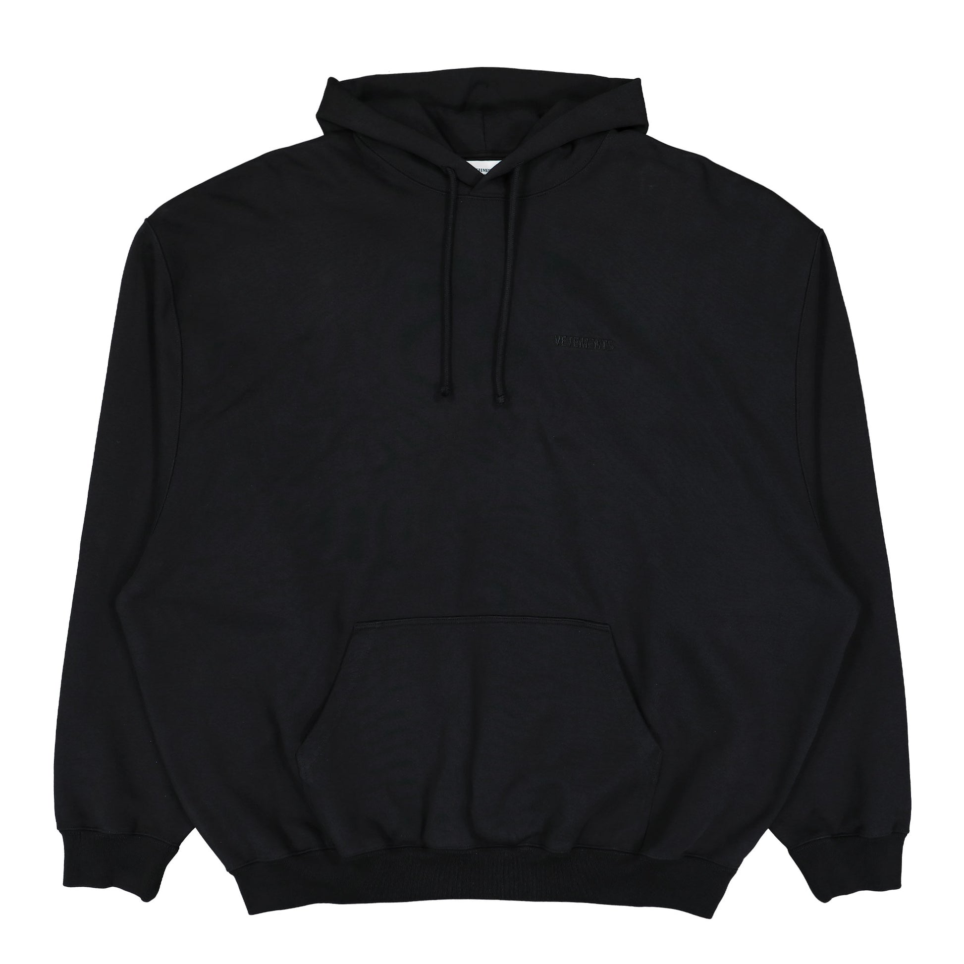VETEMENTS Logo Oversized Hoodie Black Hoodies UH76HD100B Detail View 1 | GATE