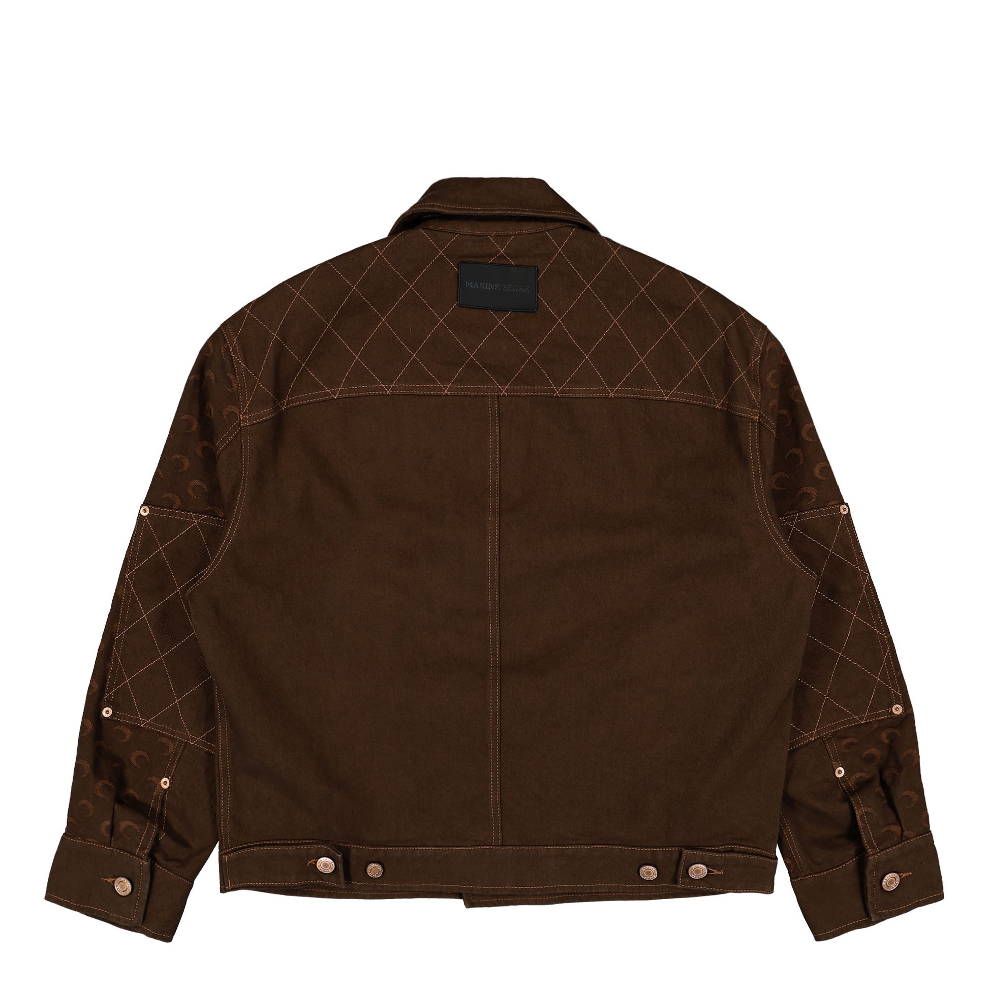 Marine Serre Moon Jacquard Twill Workwear Jacket Brown Detail view 2 | Gate