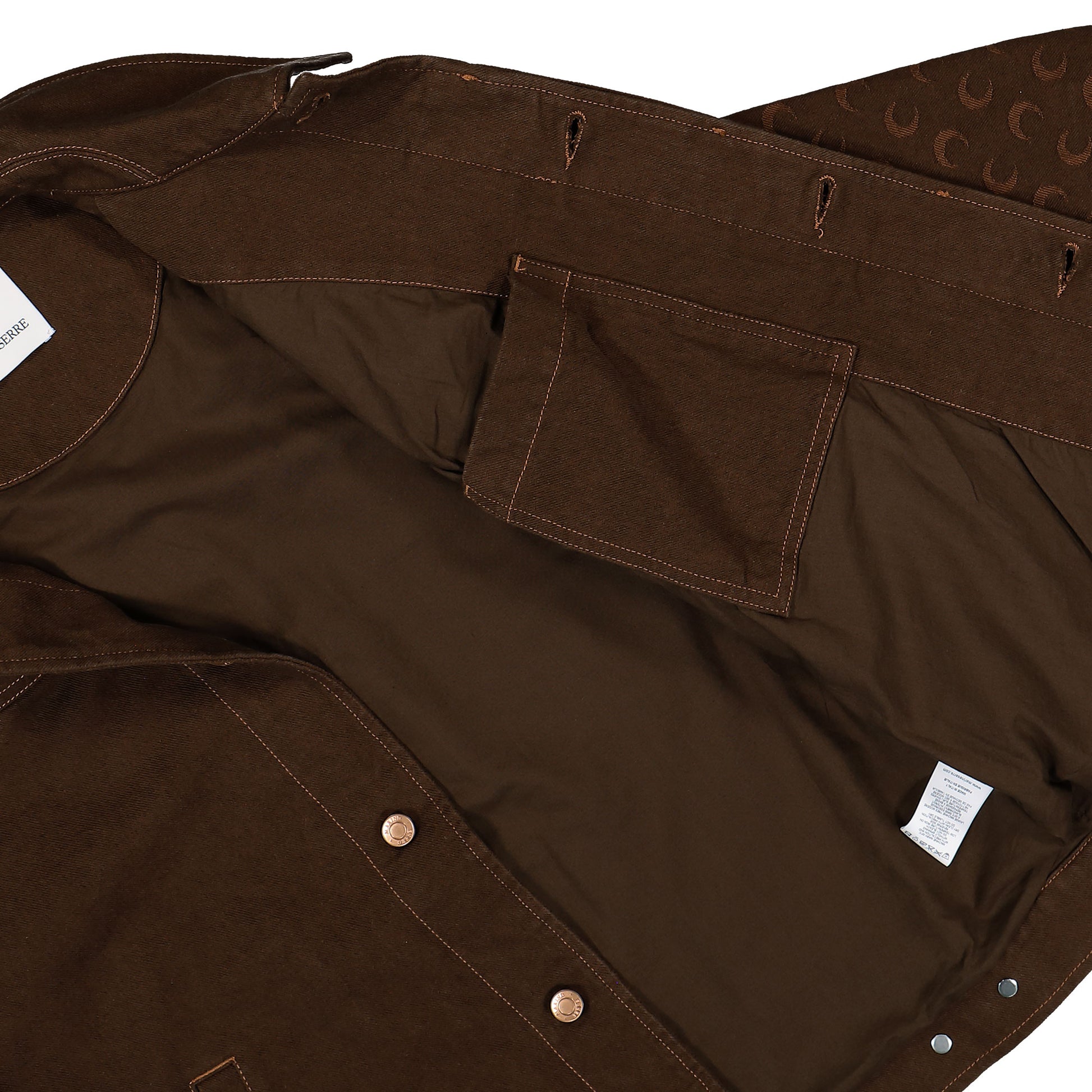 Marine Serre Moon Jacquard Twill Workwear Jacket Brown Detail view 5 | Gate