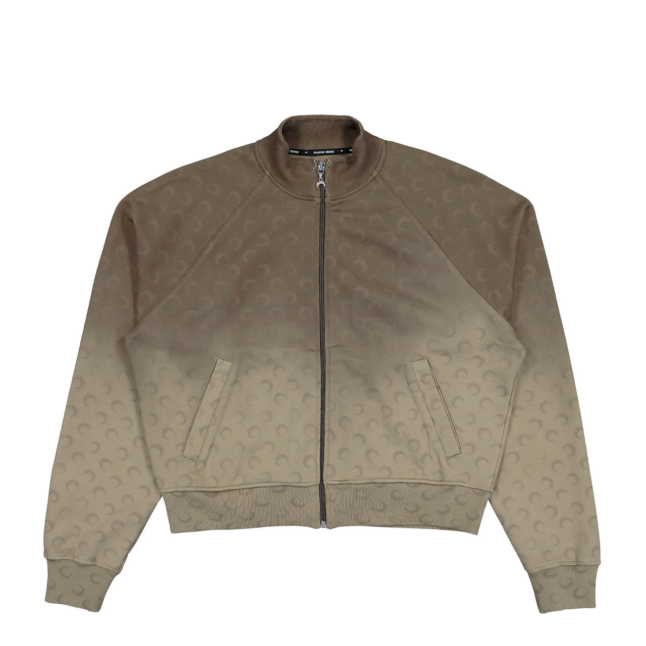 Marine Serre Faded Moon Zipped Sweatshirt Taupe Sweatshirts UJA081ACJER0073-BG40 Detail View 1 | GATE