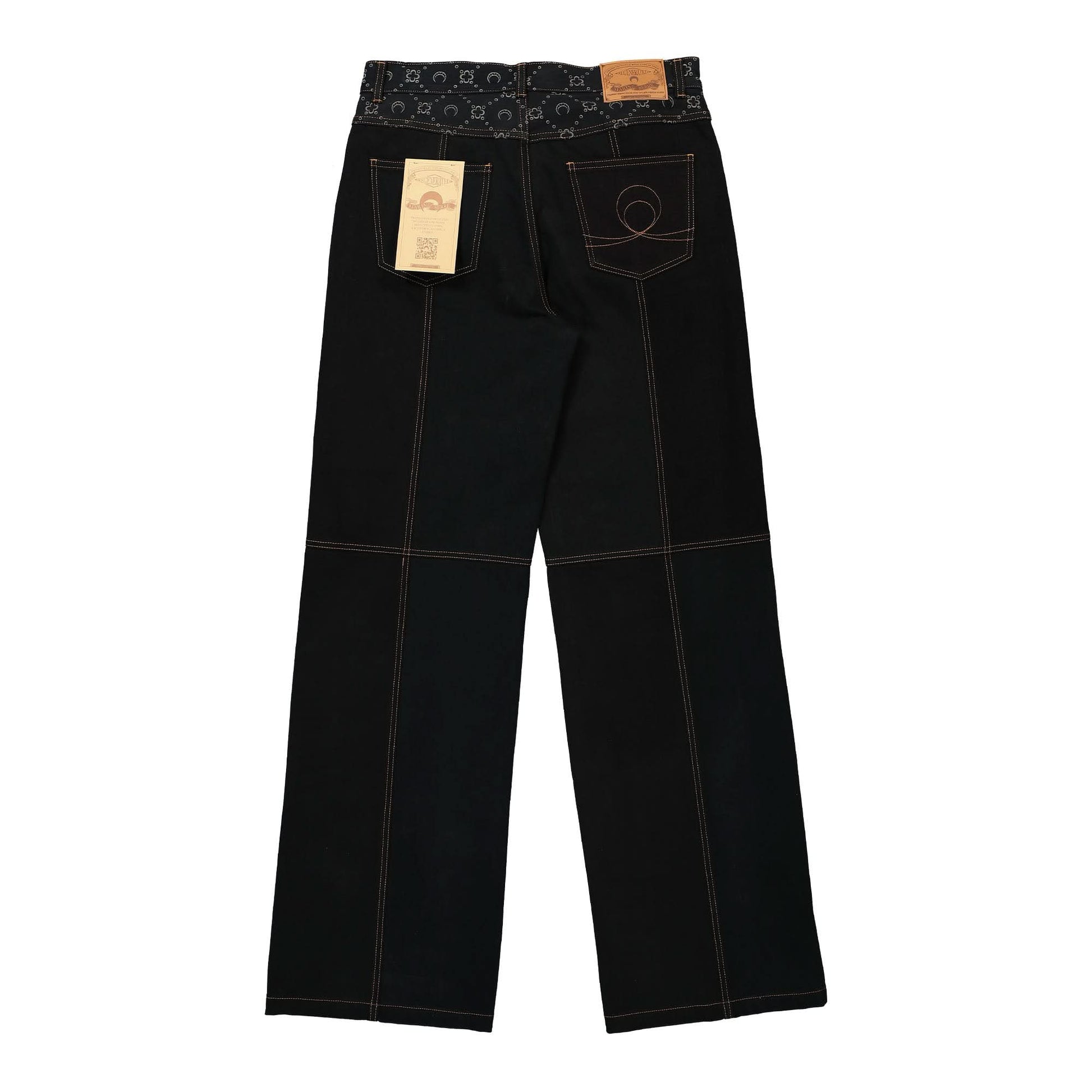 Marine Serre Regenerated Denim Straight Leg Pants Black Detail view 2 | Gate