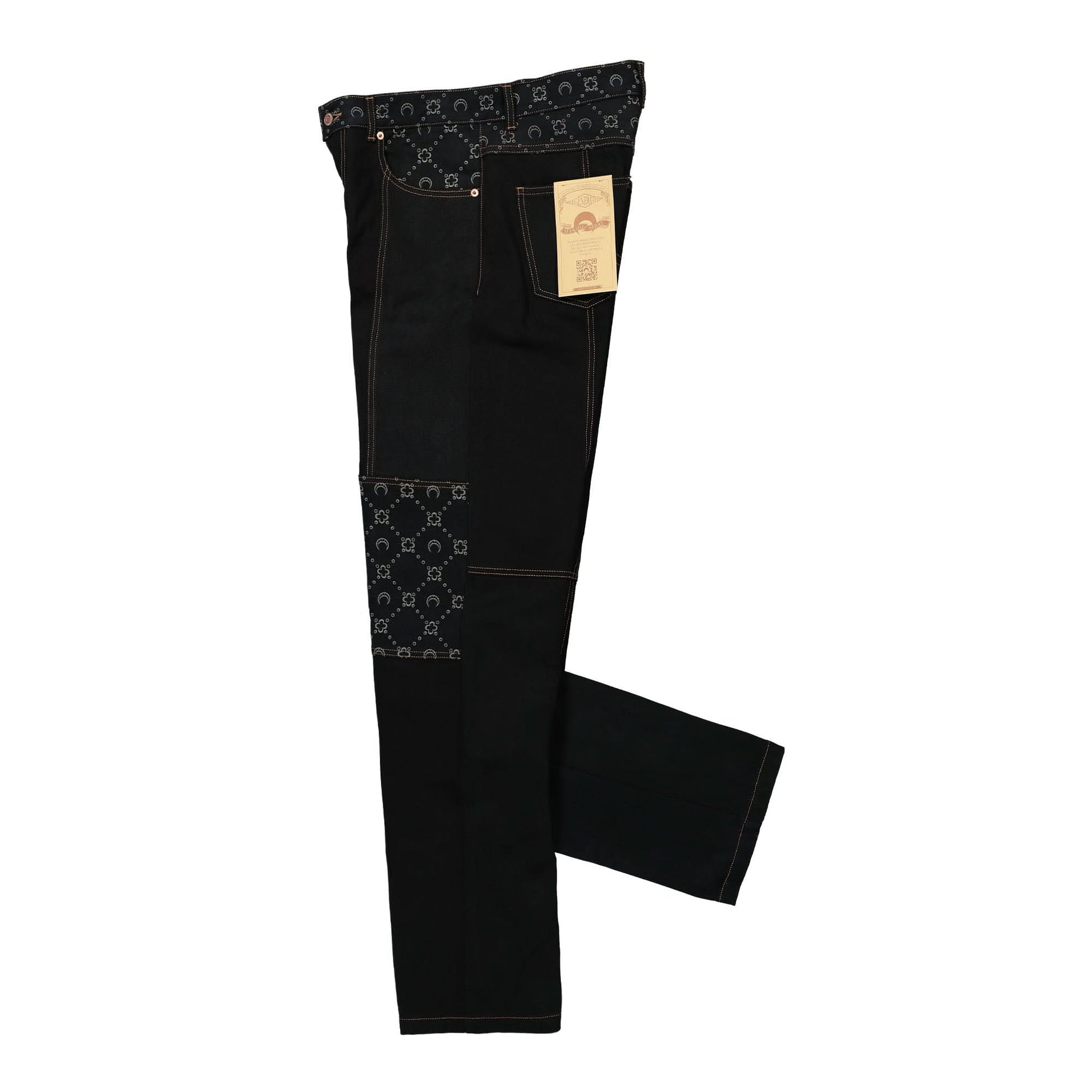 Marine Serre Regenerated Denim Straight Leg Pants Black Detail view 3 | Gate