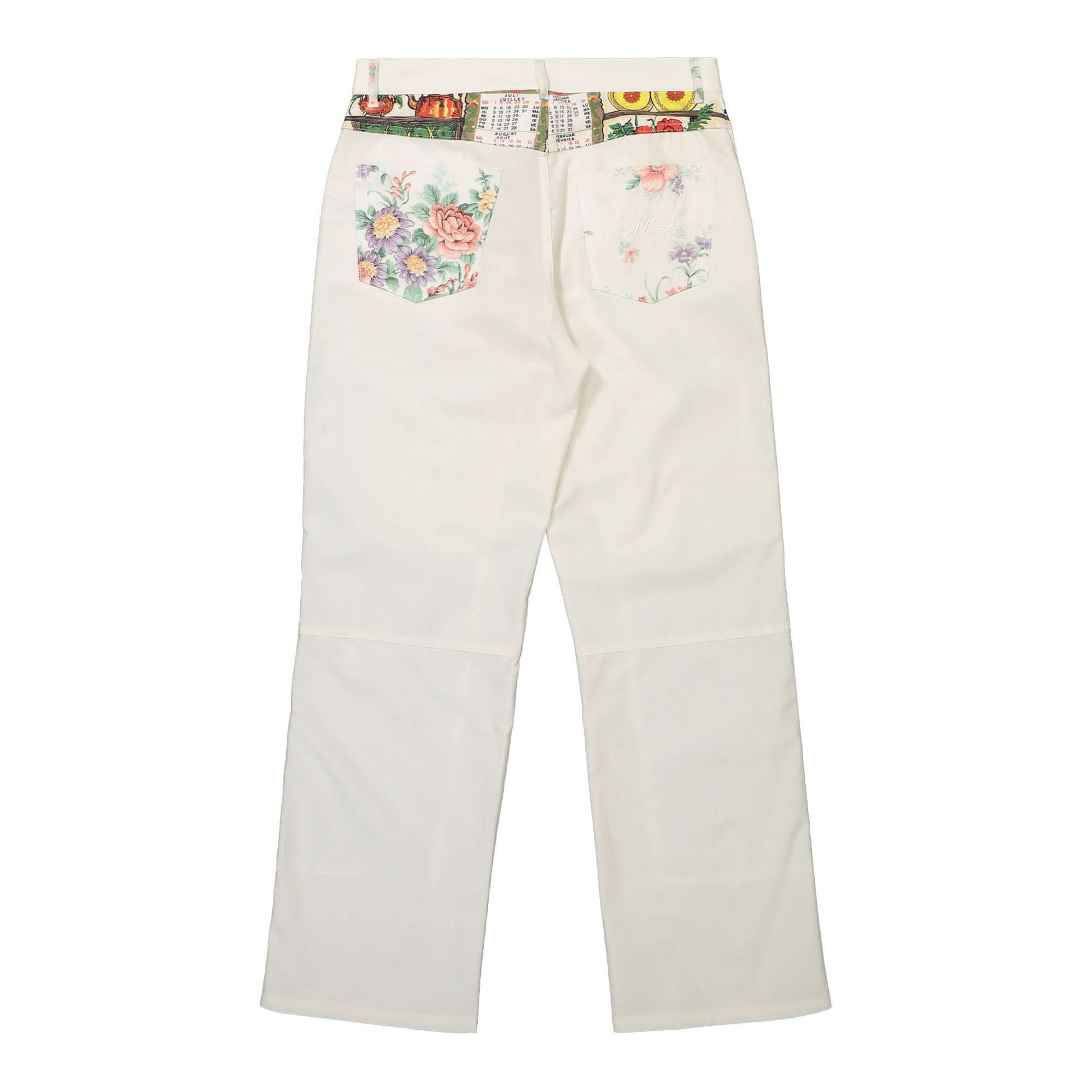 Marine Serre Household Linen Calendar Straight Leg Pants Multicolor Detail view 7 | Gate