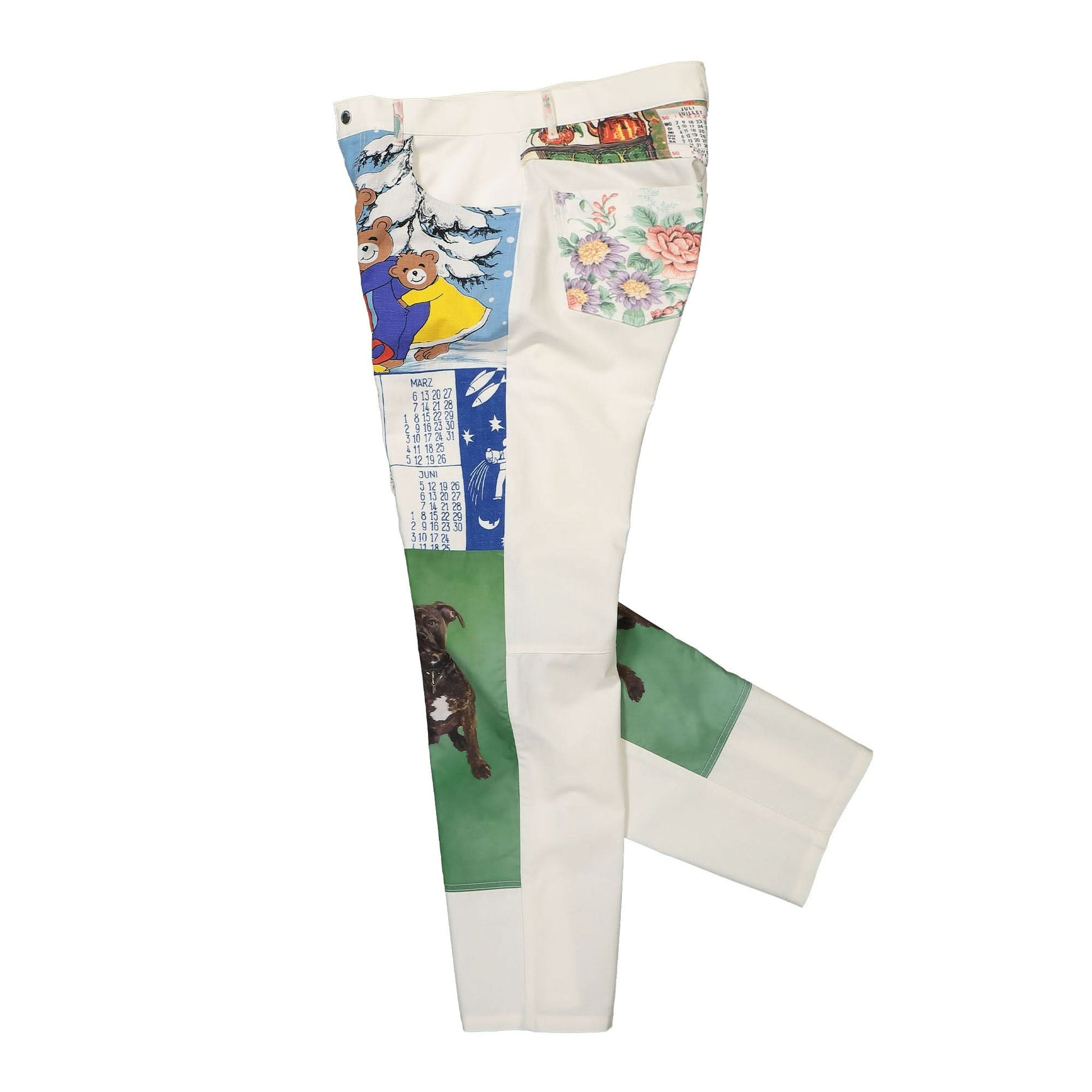 Marine Serre Household Linen Calendar Straight Leg Pants Multicolor Detail view 8 | Gate