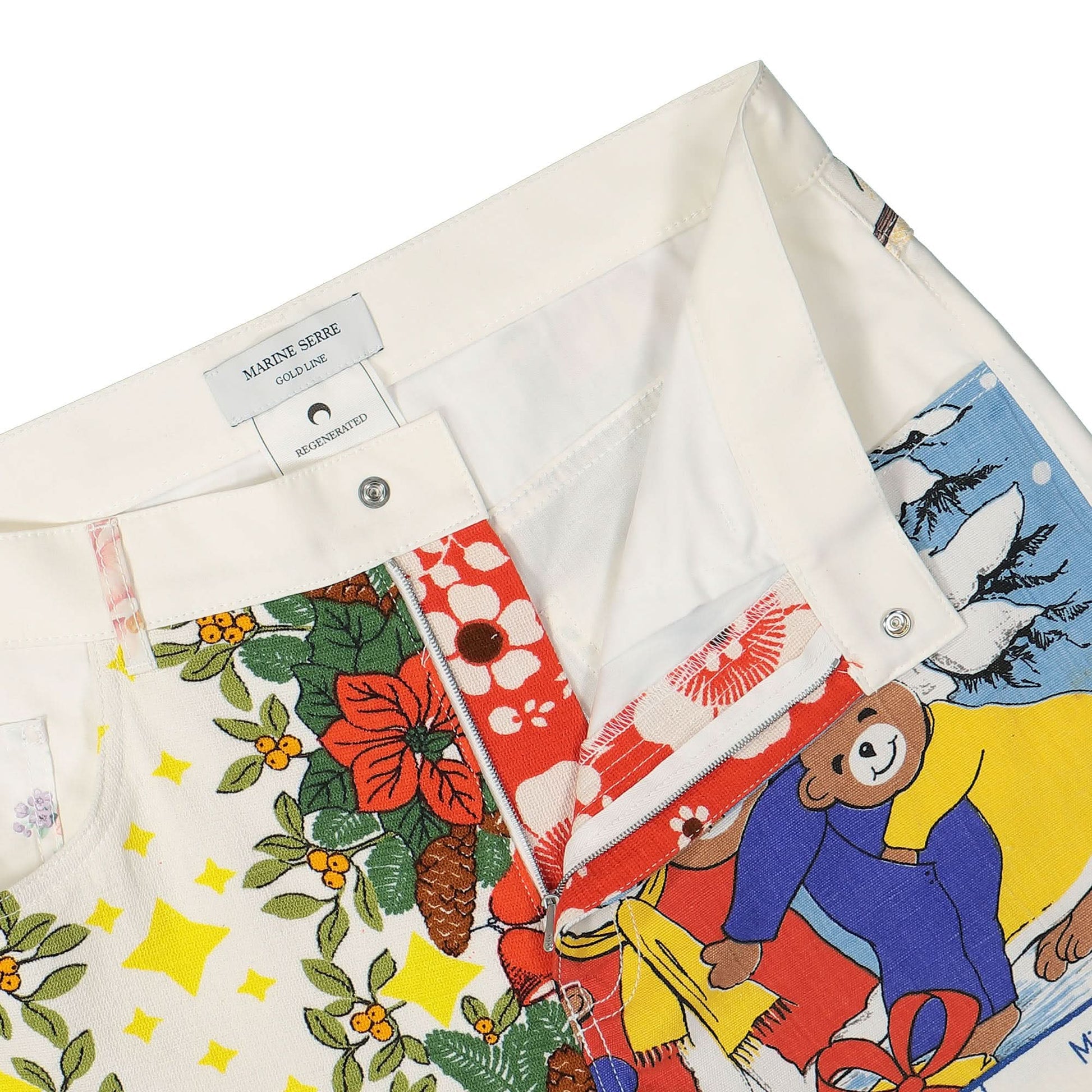Marine Serre Household Linen Calendar Straight Leg Pants Multicolor Detail view 9 | Gate