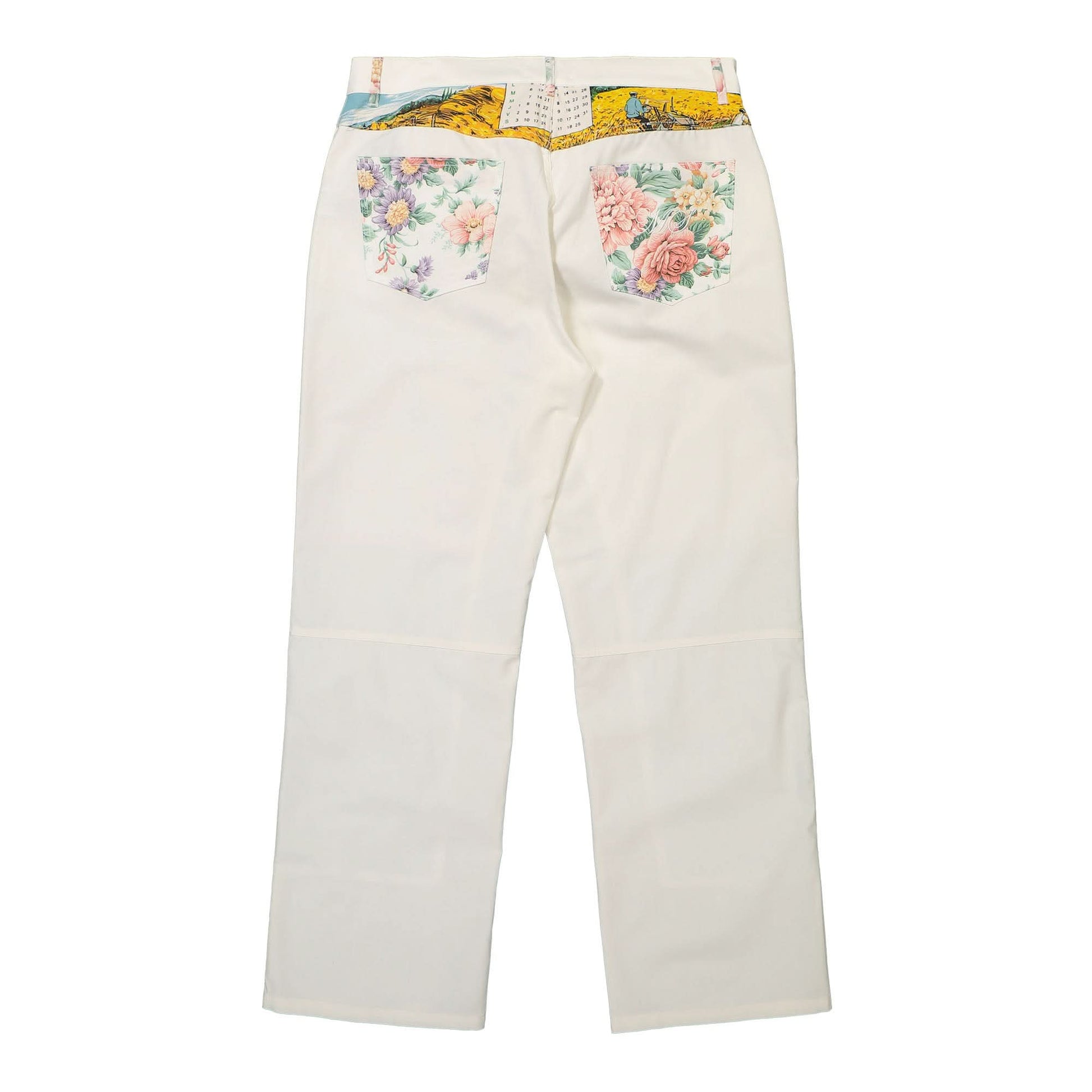 Marine Serre Household Linen Calendar Straight Leg Pants Multicolor Detail view 17 | Gate