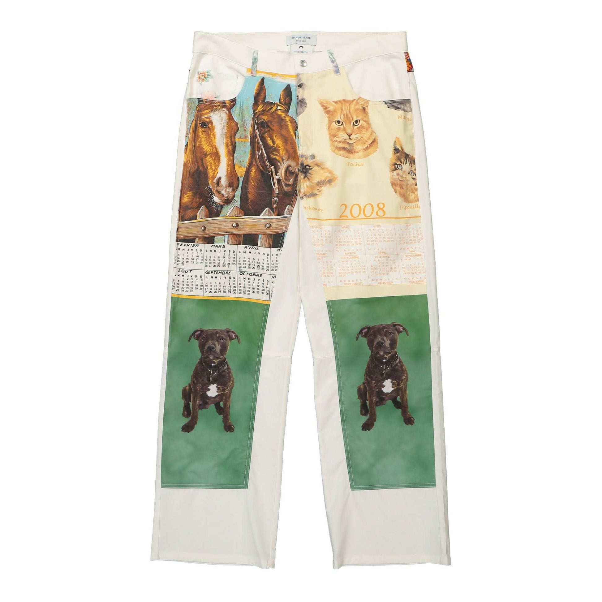 Marine Serre Household Linen Calendar Straight Leg Pants Multicolor Detail view 23 | Gate