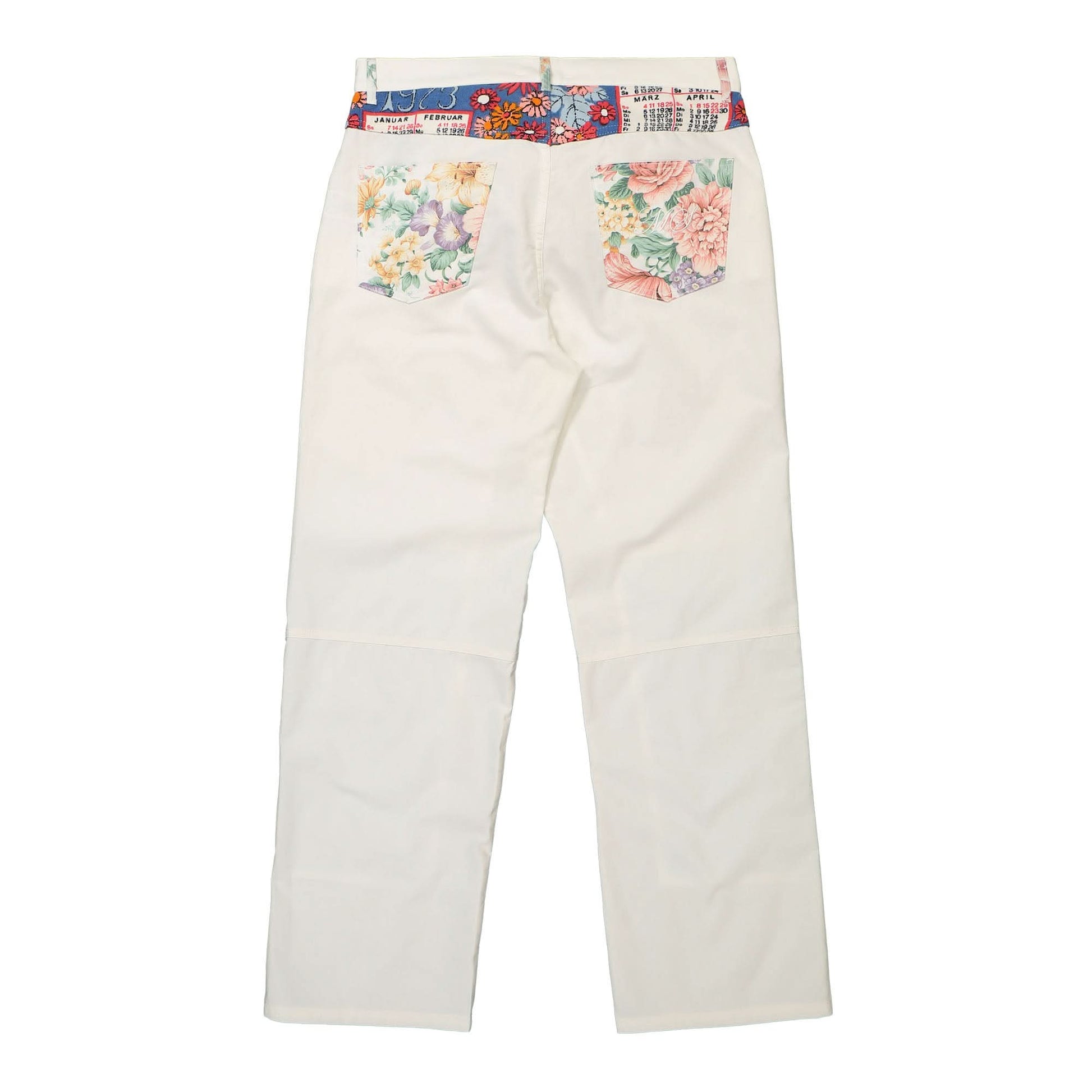 Marine Serre Household Linen Calendar Straight Leg Pants Multicolor Detail view 12 | Gate