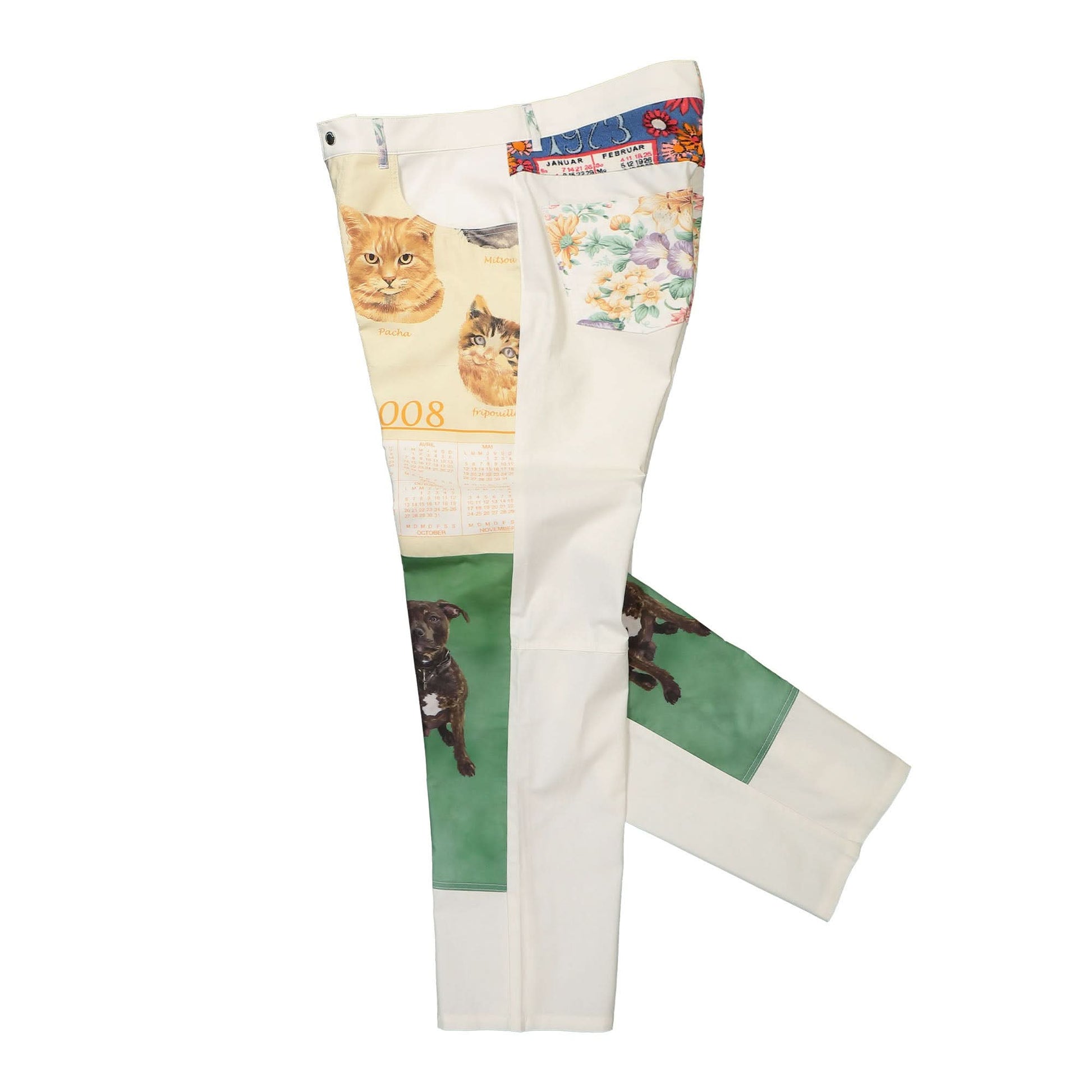 Marine Serre Household Linen Calendar Straight Leg Pants Multicolor Detail view 13 | Gate