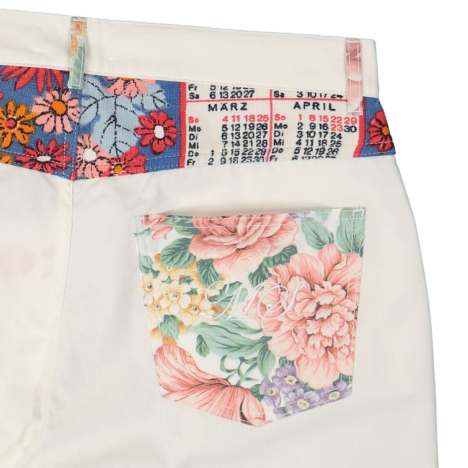Marine Serre Household Linen Calendar Straight Leg Pants Multicolor Detail view 15 | Gate