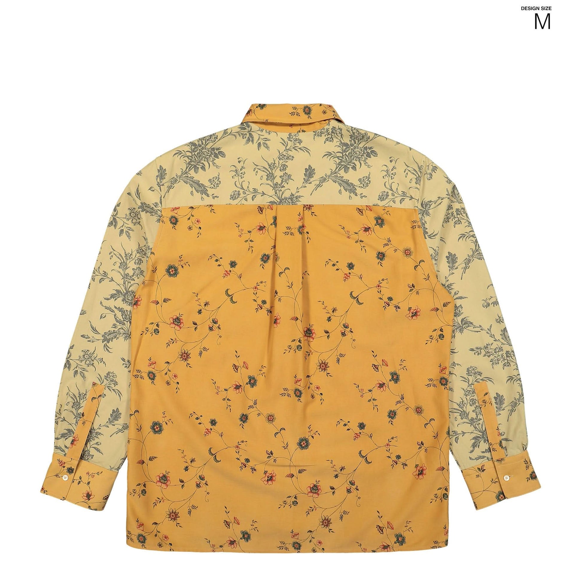 Marine Serre Upcycled Floral Linen Twin Pocket Shirt Orange Detail view 2 | Gate