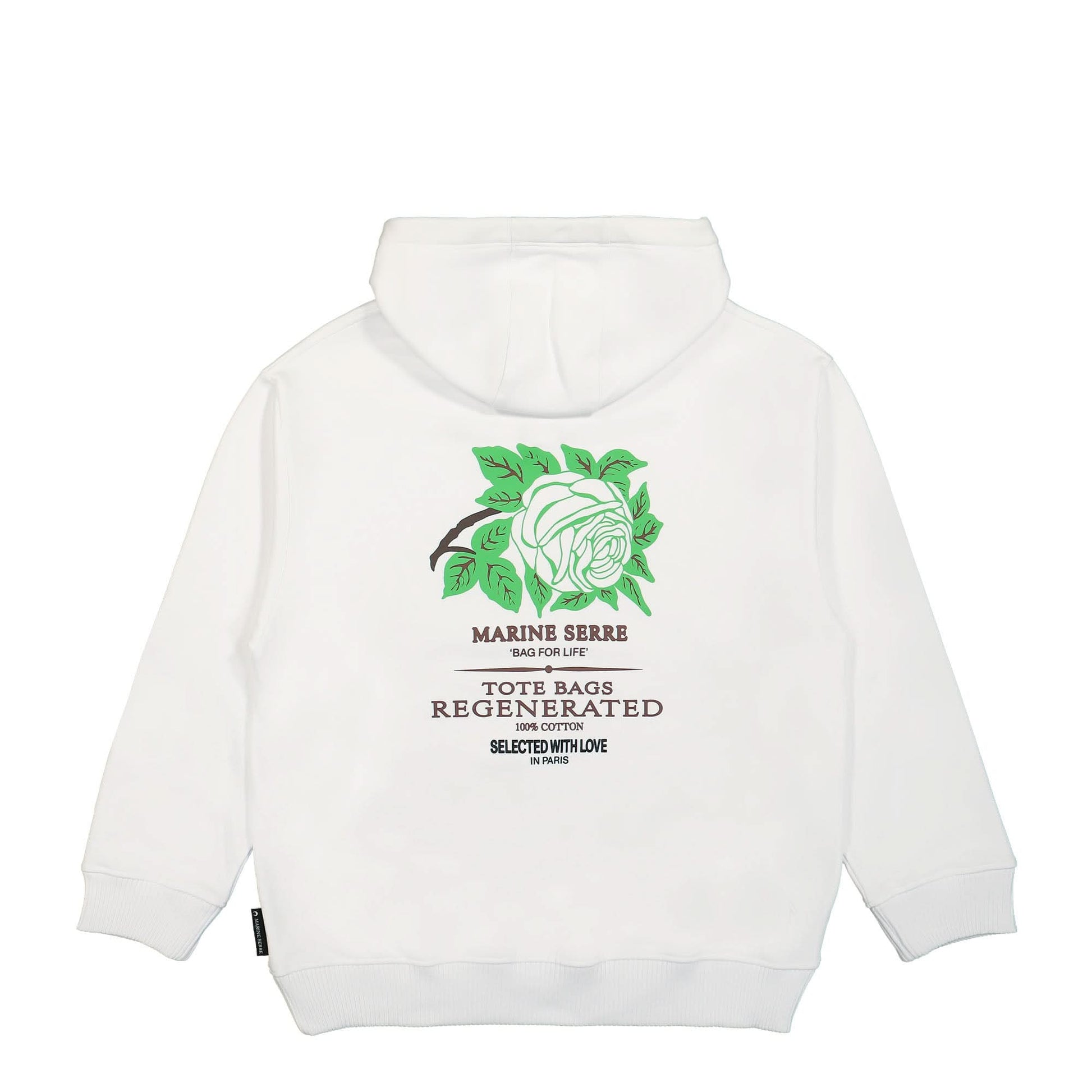 Marine Serre Rose Print Organic Fleece Hoodie White Detail view 2 | Gate