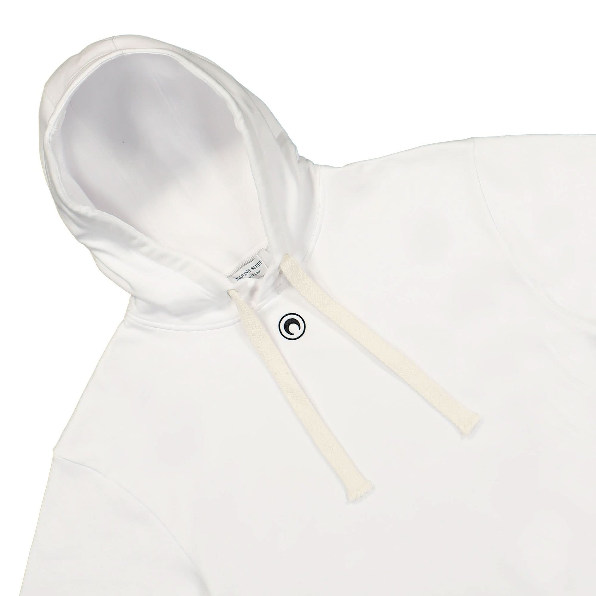 Marine Serre Rose Print Organic Fleece Hoodie White Detail view 3 | Gate