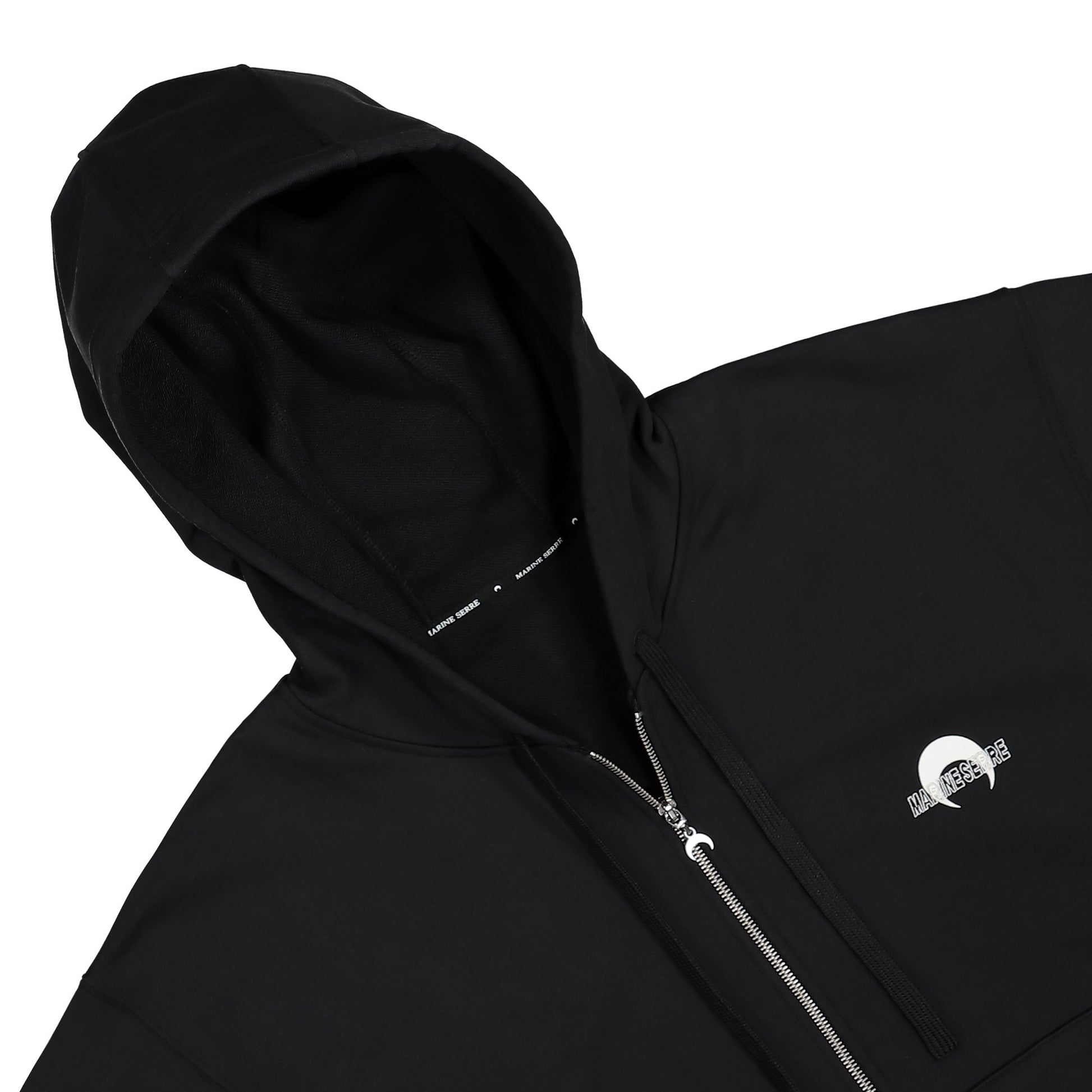 Marine Serre MS Sport Fleece Zipped Hoodie Black Detail view 4 | Gate