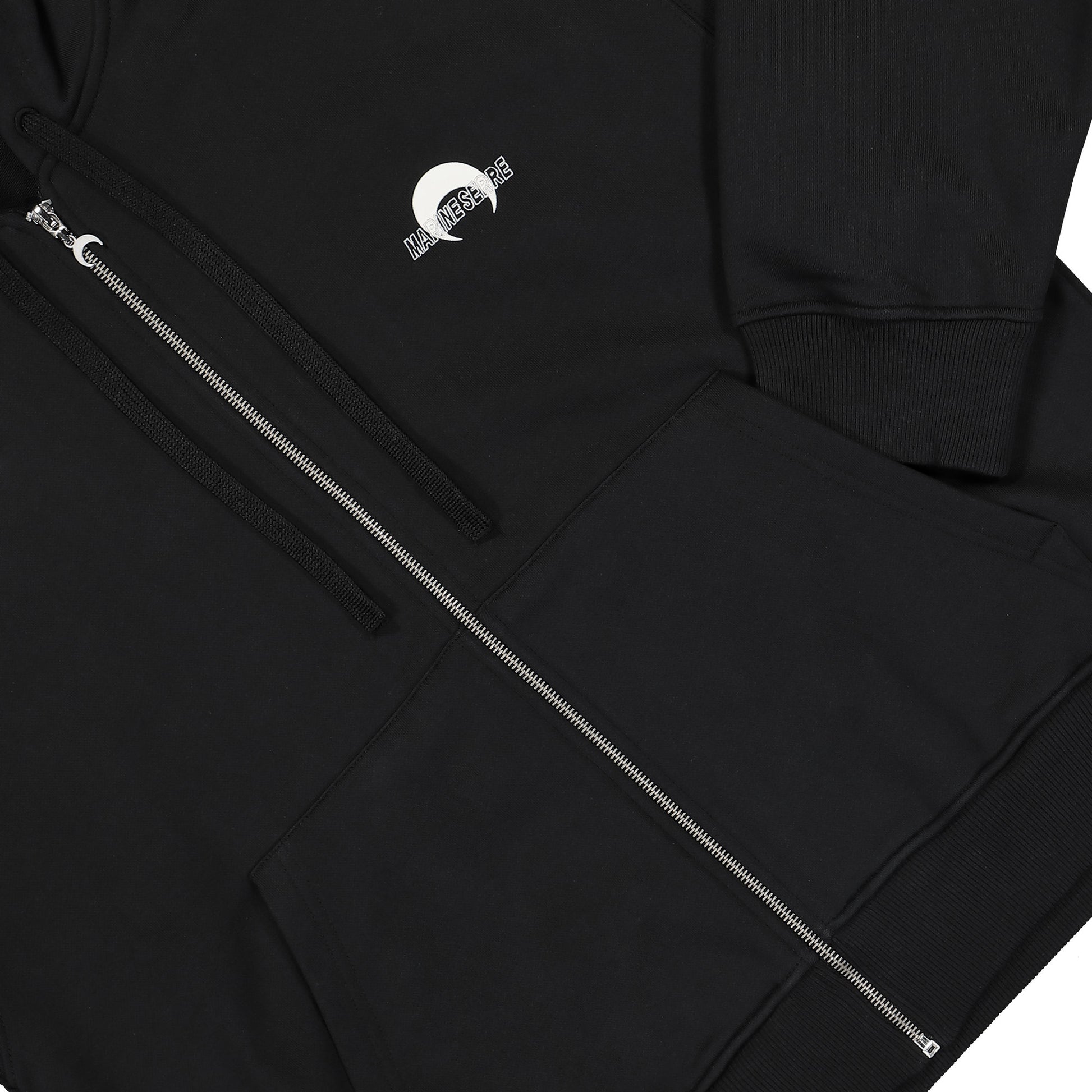 Marine Serre MS Sport Fleece Zipped Hoodie Black Detail view 5 | Gate