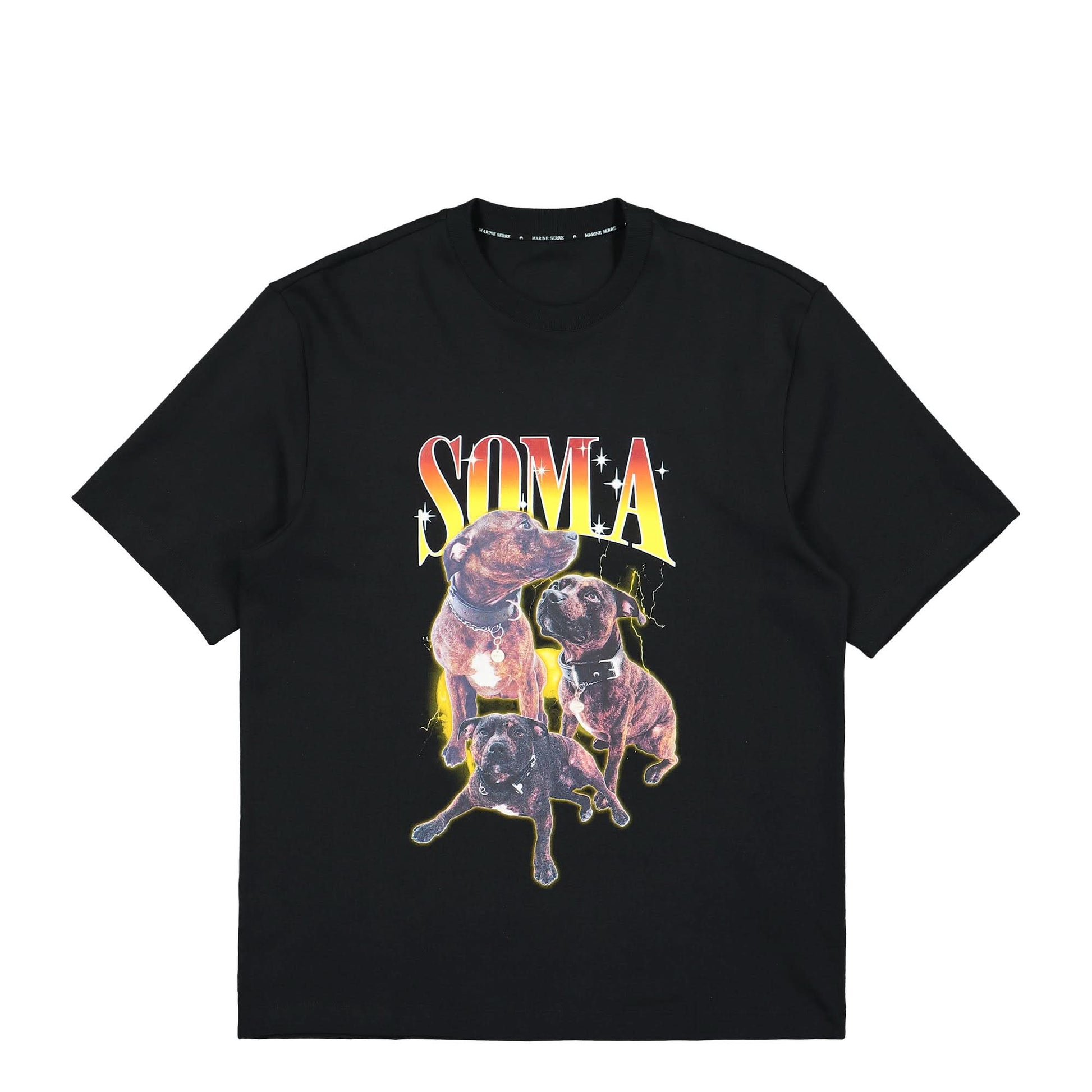 Marine Serre Cotton Jersey Loose Fit T-Shirt Black Detail view 1 | Gate