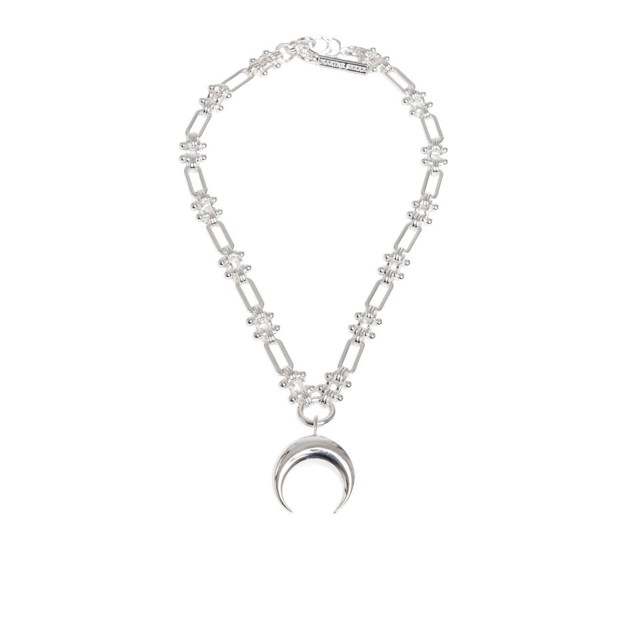 Marine Serre Silver Plated Moon Charm Necklace Silver Detail view 1 | Gate