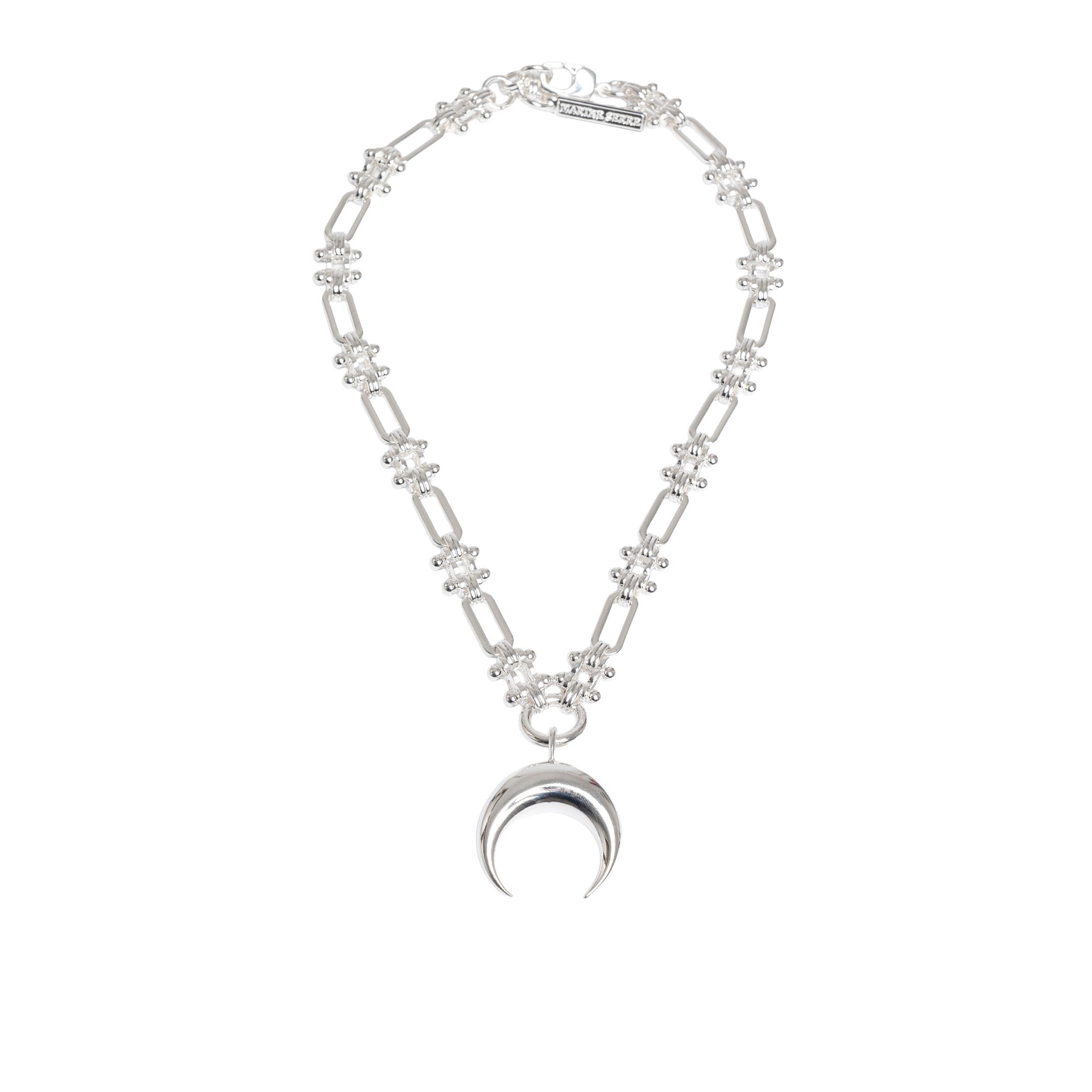 Marine Serre Silver Plated Moon Charm Necklace Silver Detail view 1 | Gate