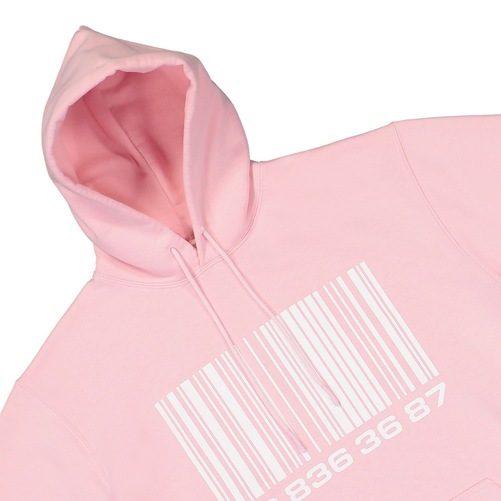 VTMNTS Big Barcode Hoodie Pink Detail view 4 | Gate