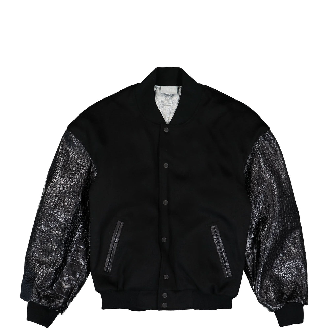 VTMNTS Croc Sleeves College Jacket Black Detail view 1 | Gate