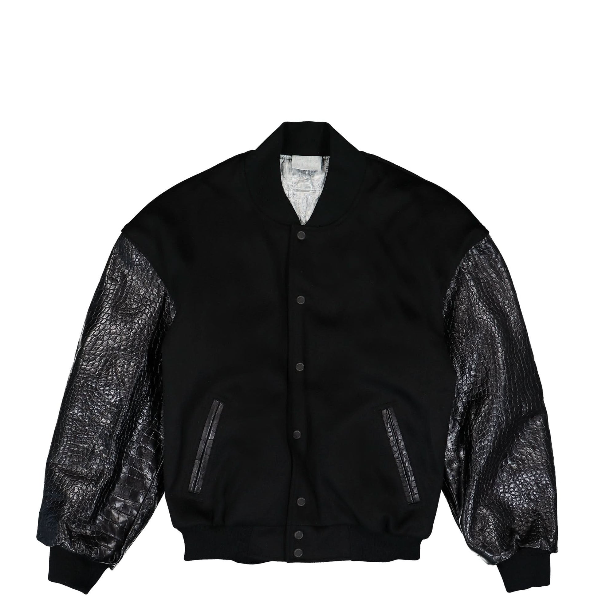 VTMNTS Croc Sleeves College Jacket Black Detail view 1 | Gate