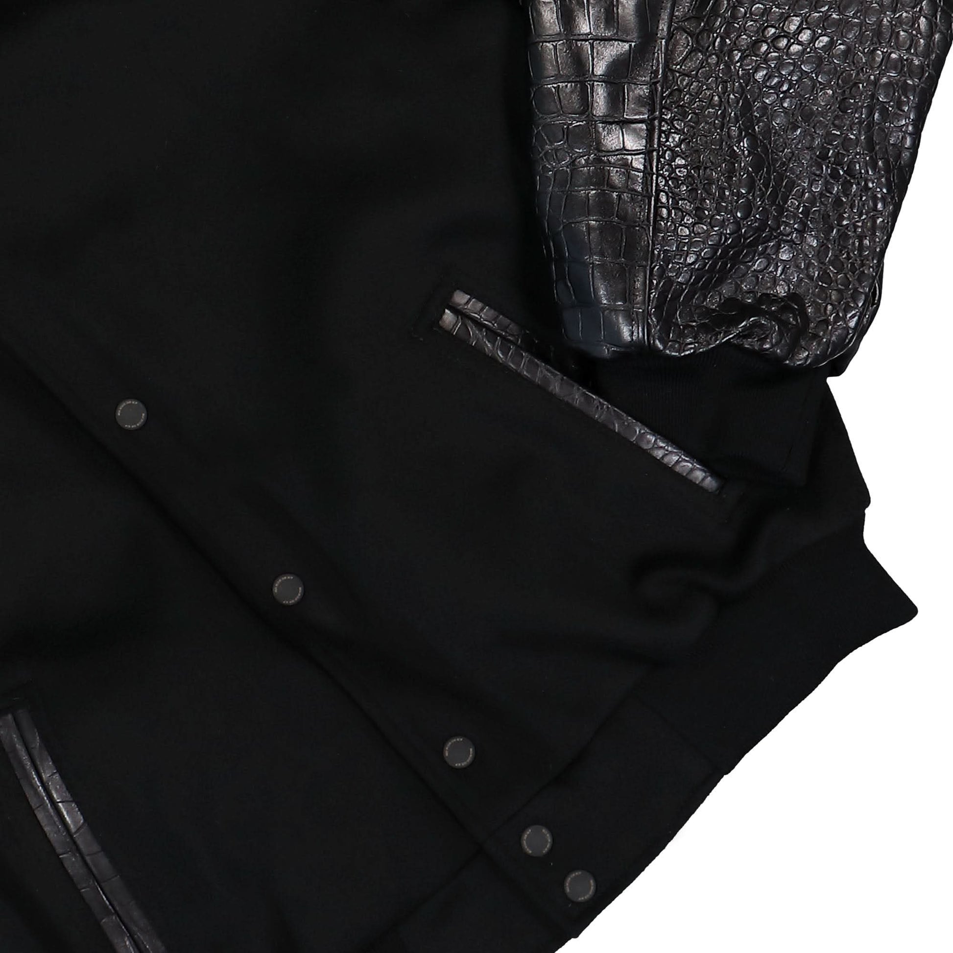 VTMNTS Croc Sleeves College Jacket Black Detail view 4 | Gate
