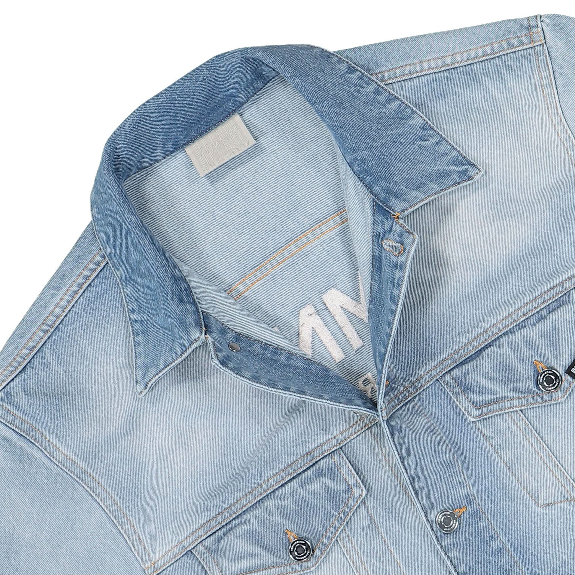 VTMNTS Embroidered VTMNTS Paris Denim Jacket Blue Detail view 3 | Gate