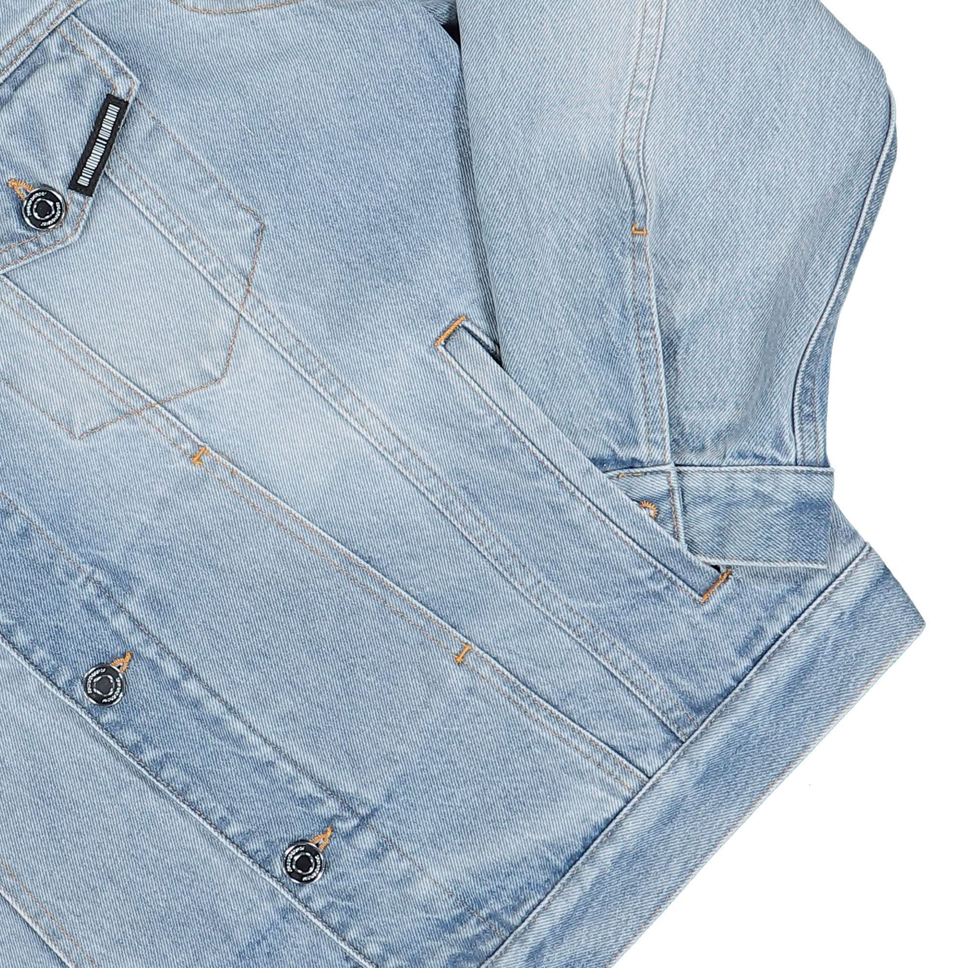 VTMNTS Embroidered VTMNTS Paris Denim Jacket Blue Detail view 4 | Gate