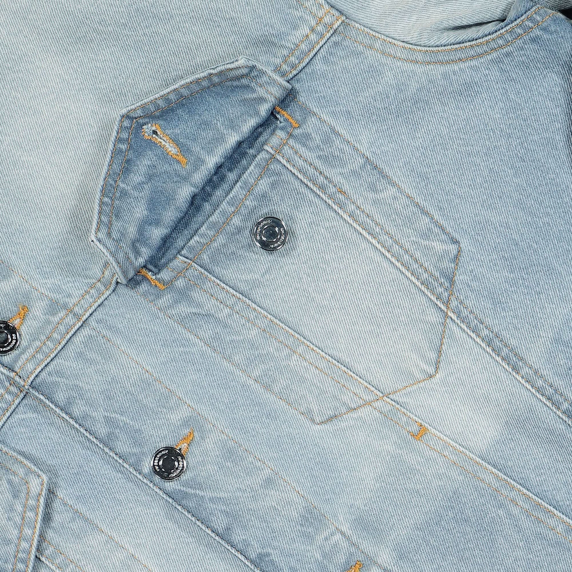 VTMNTS Embroidered VTMNTS Paris Denim Jacket Blue Detail view 4 | Gate
